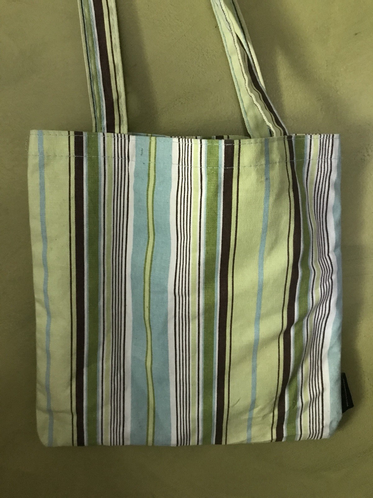 Strand Canvas Striped Reusable Tote Shopping Bag 14x14x4 in, 15 qt