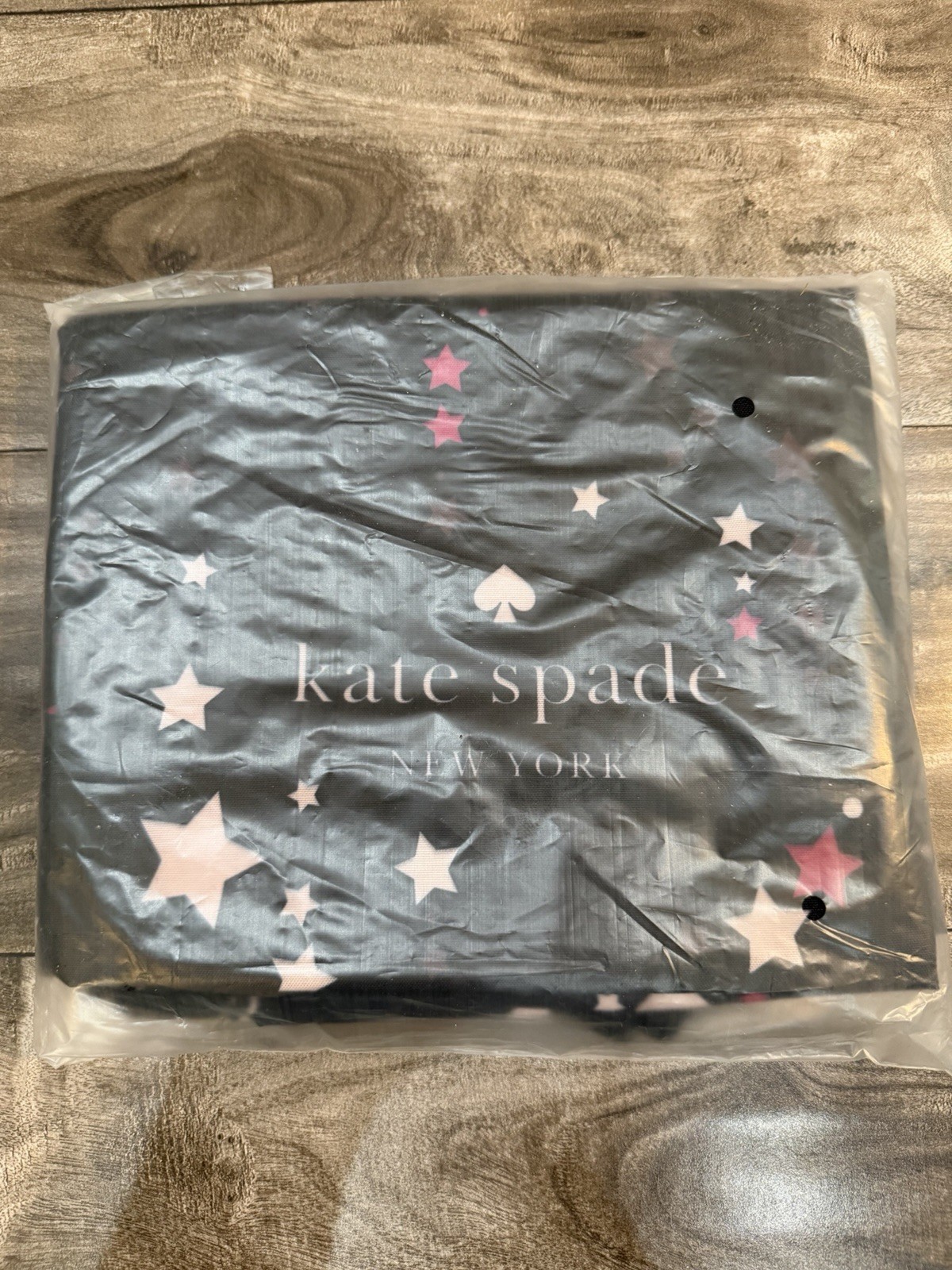 kate spade new york Foldable Polyester Tote Star Pattern Black Pink White