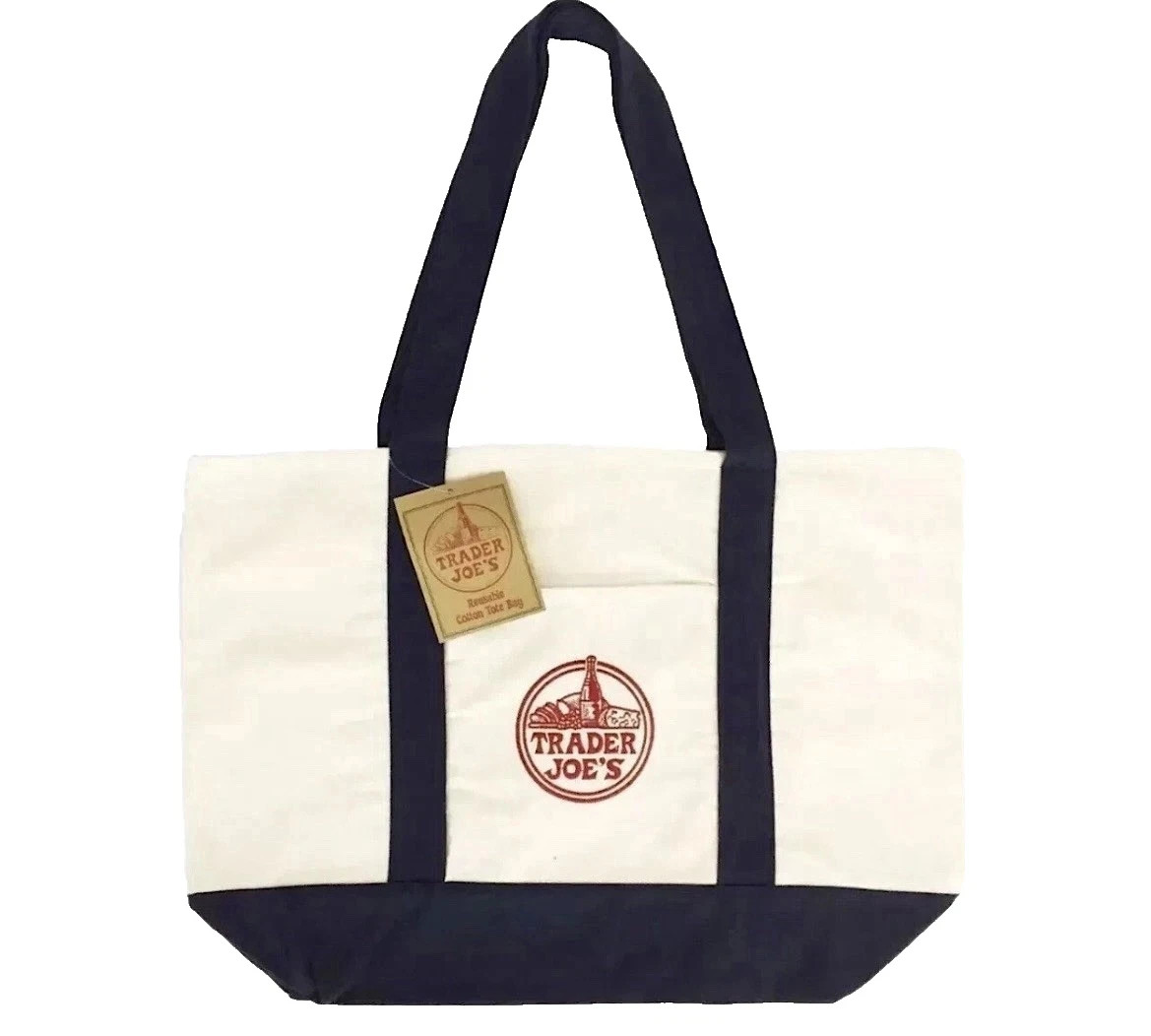 TRADER JOE’S Large Canvas Bag Heavy Cotton Dark Navy Blue New
