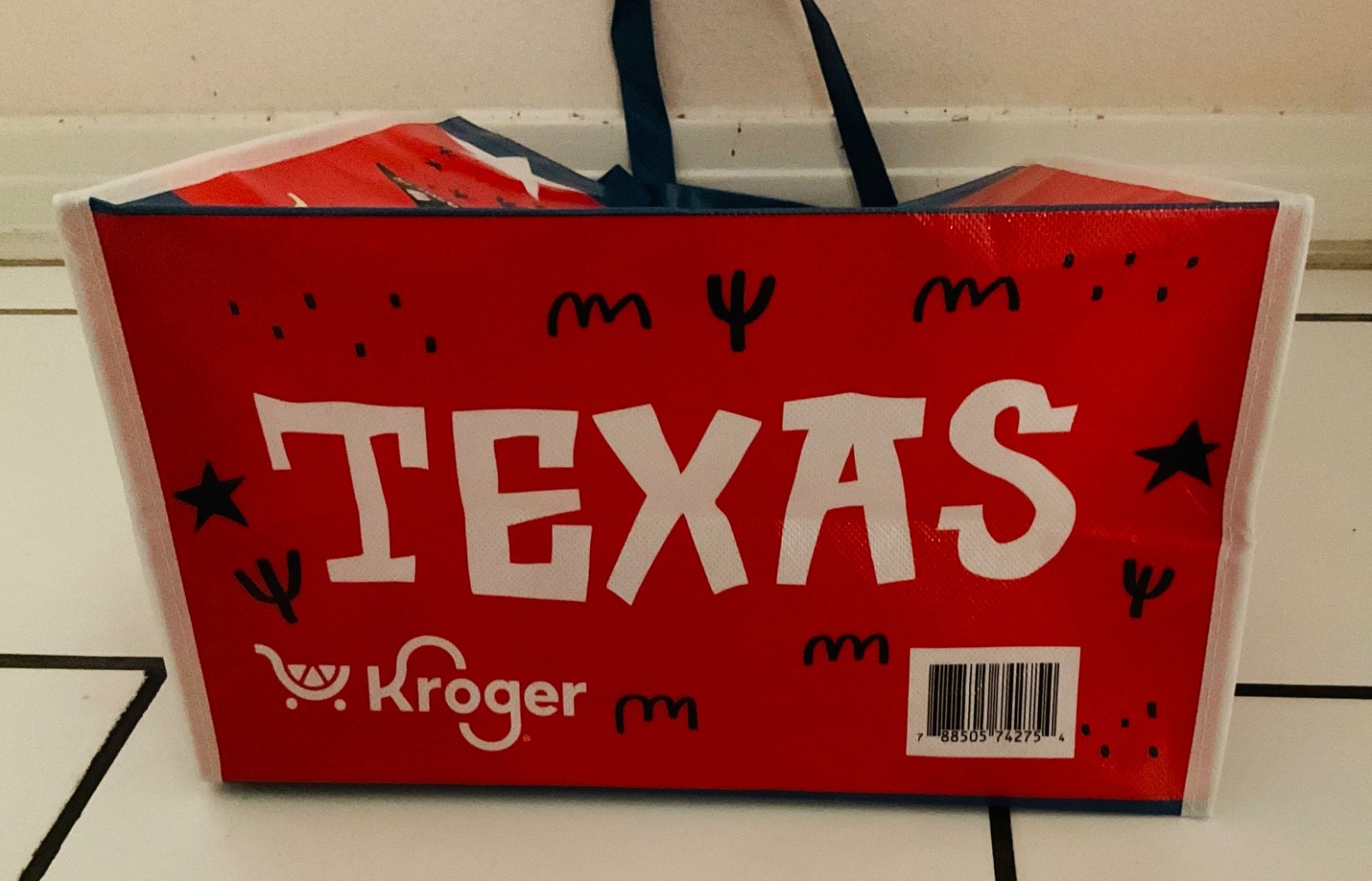 NWOT Kroger Texas Map & Flag Reusable Red Shopping Travel Tote Bag 15 x 13 x 7”