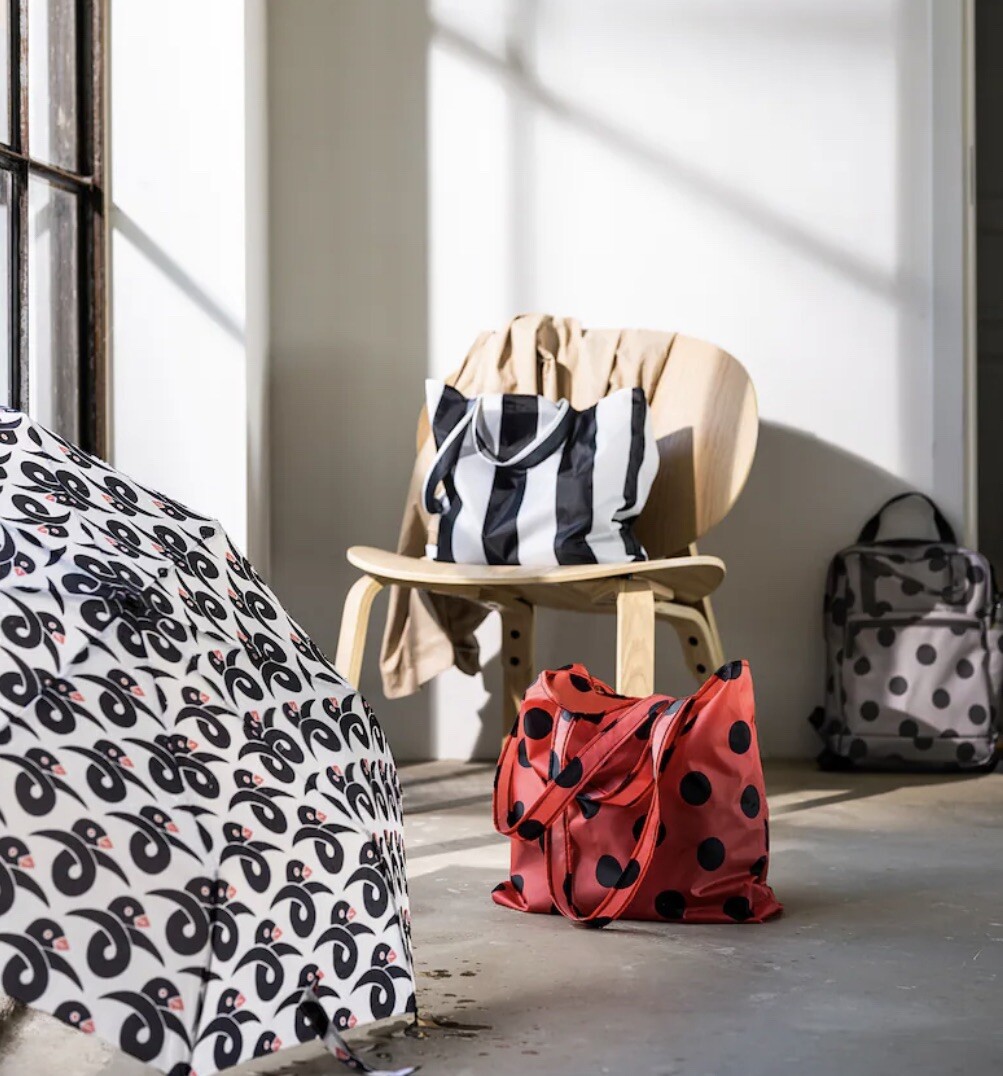 Reusable Shopping Tote IKEA SKYNKE Medium Polka Dot Folding Eco Bag