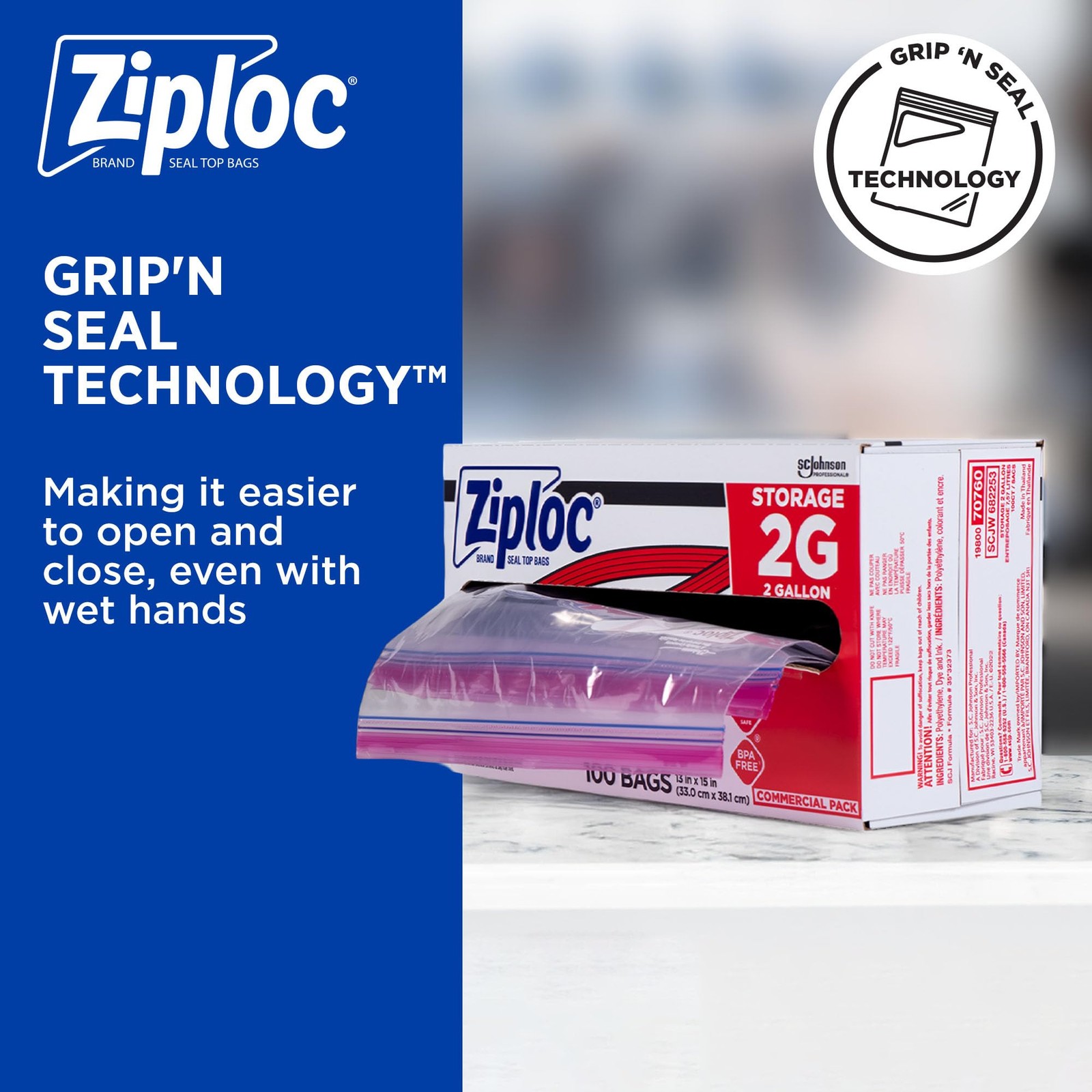SC Johnson Professional Ziploc Brand Food 100 Count (Pack of 1), Clear