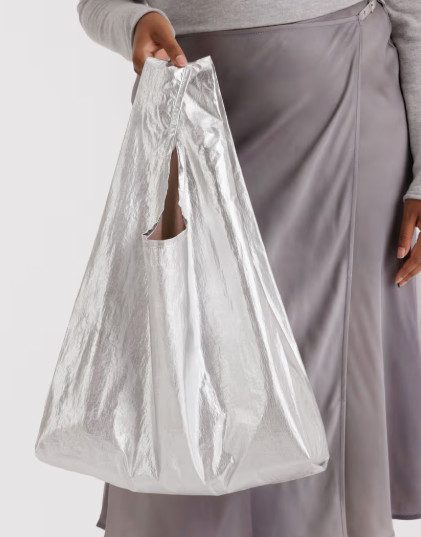 NWT Baggu Standard Reusable Bag Chrome Metallic US seller Discontinued OOP SoldO
