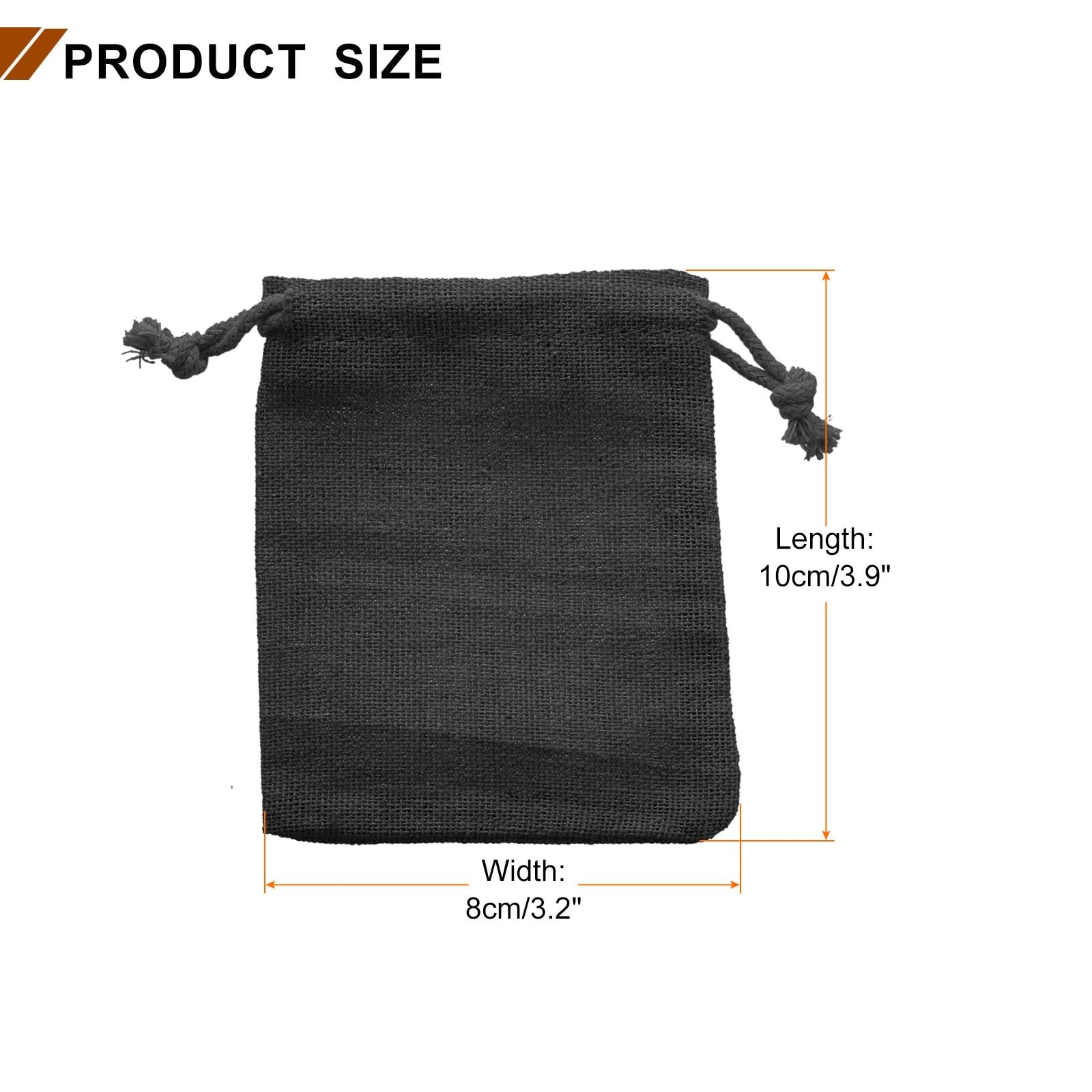 HARFINGTON 12pcs Cotton Storage Bags 3.2″ x 3.9″ Canvas x 3.9″, Black