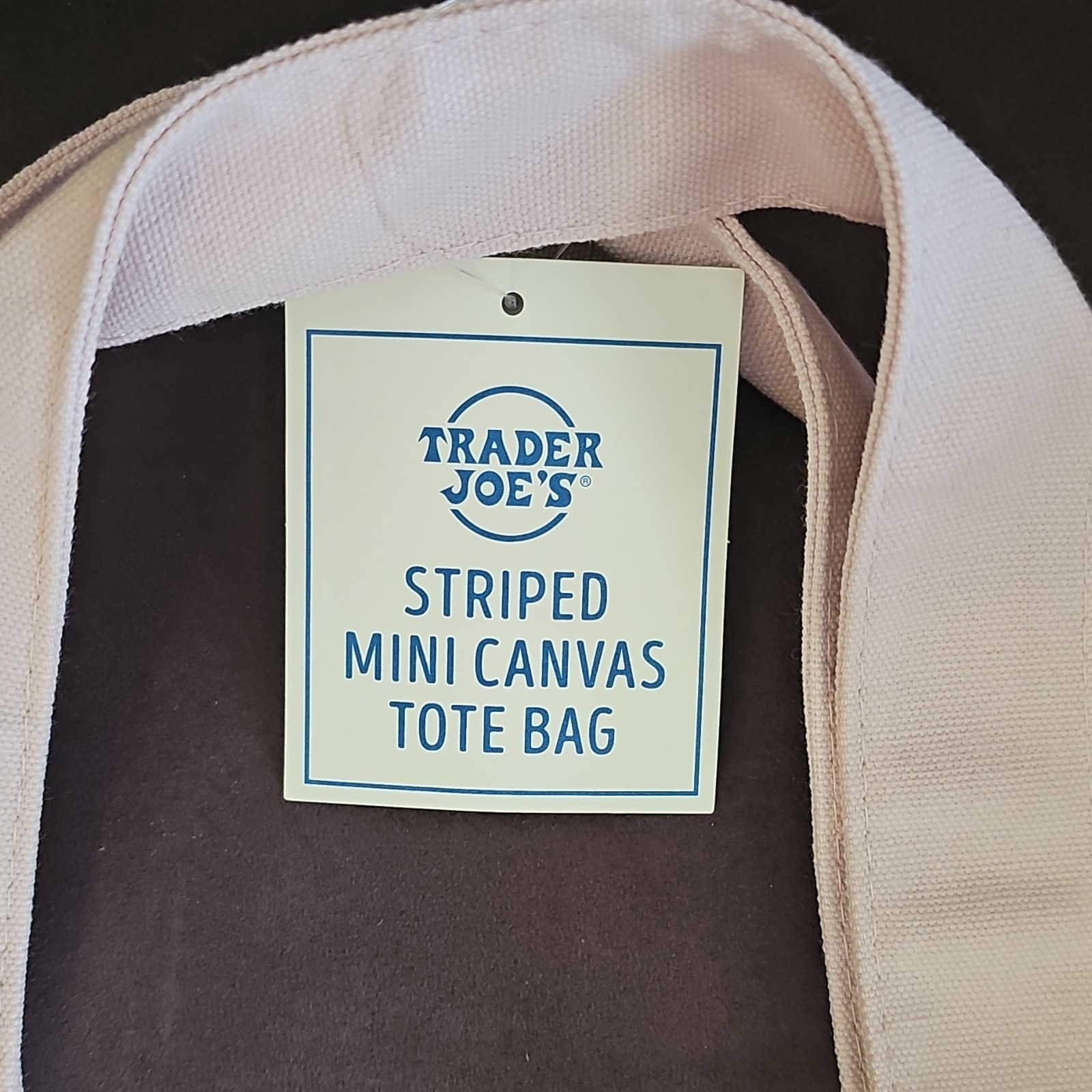 Trader Joe’s Striped Mini Canvas Tote Bag Beige/Pink 13x10x10 in
