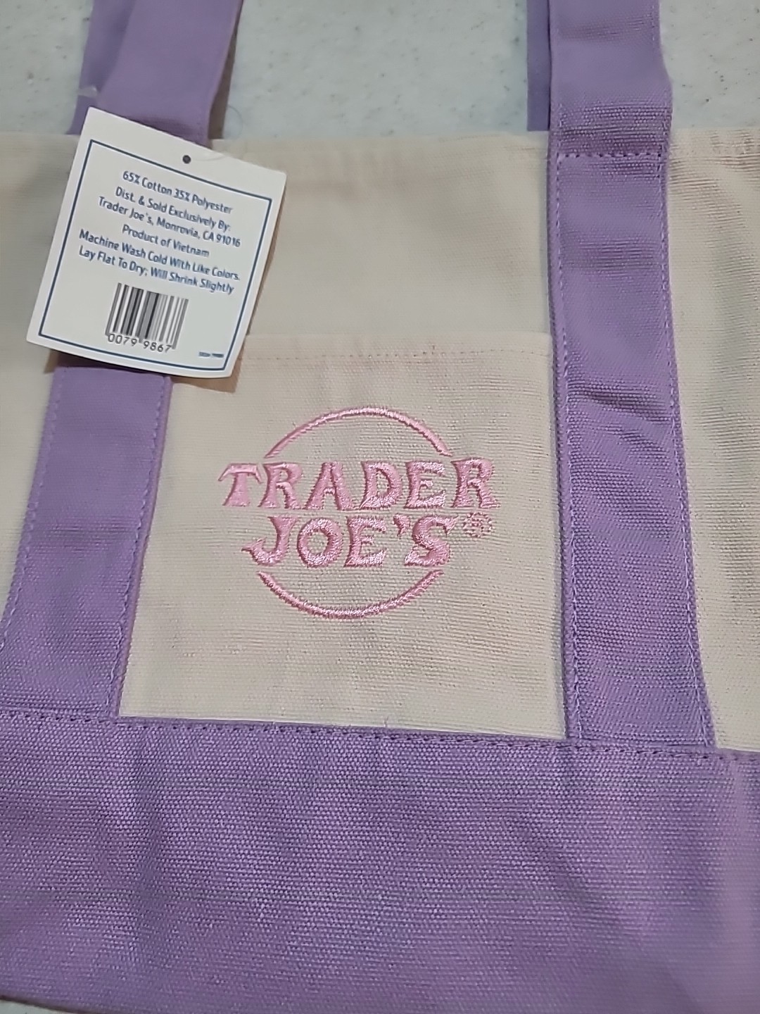 Trader Joe’s 2026 Mini Canvas Pastel Reusable Tote Bag Purple – BRAND NEW | US