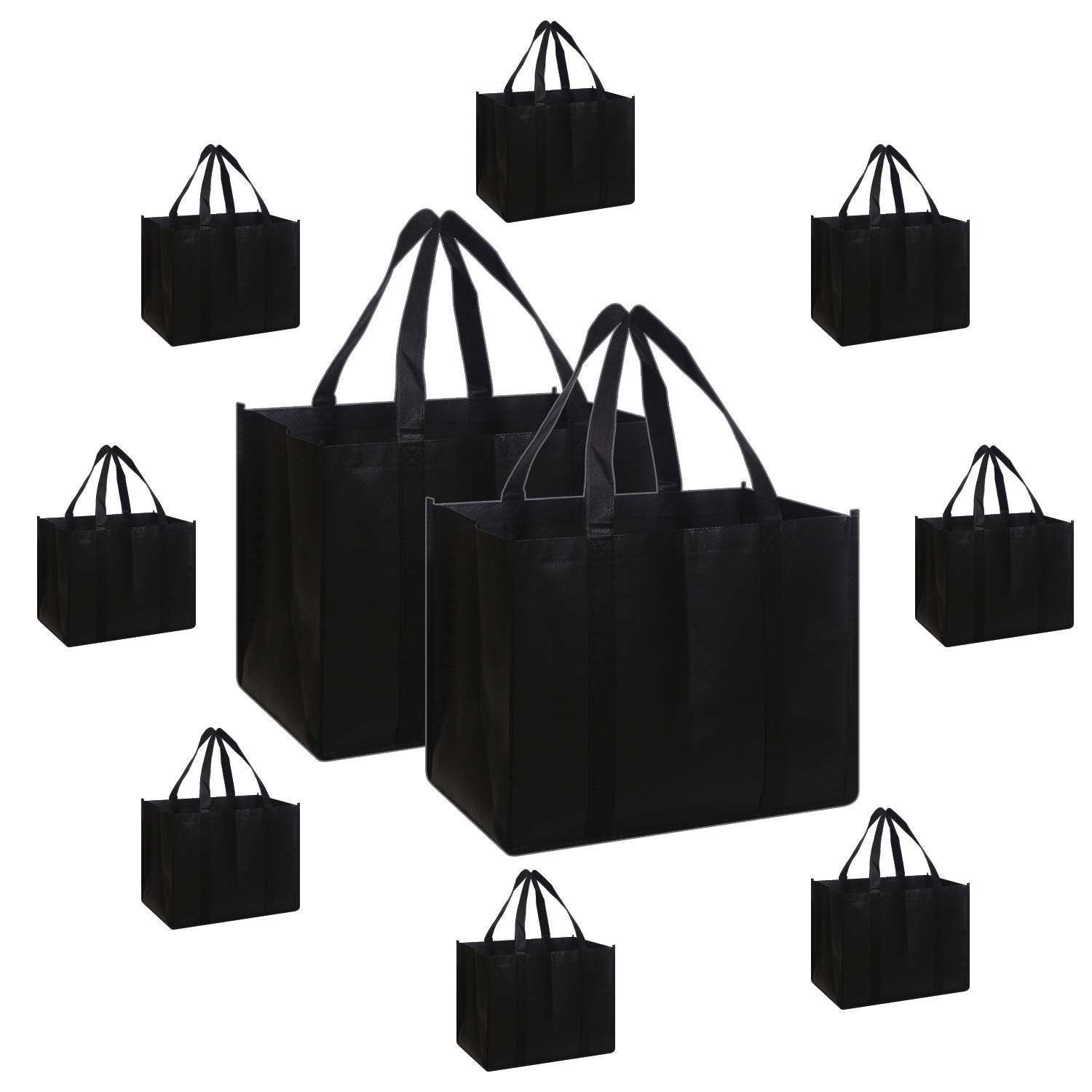 Set of 10 Reusable Grocery Bags Extra Large Foldable Heavy Duty Shopping Tote…