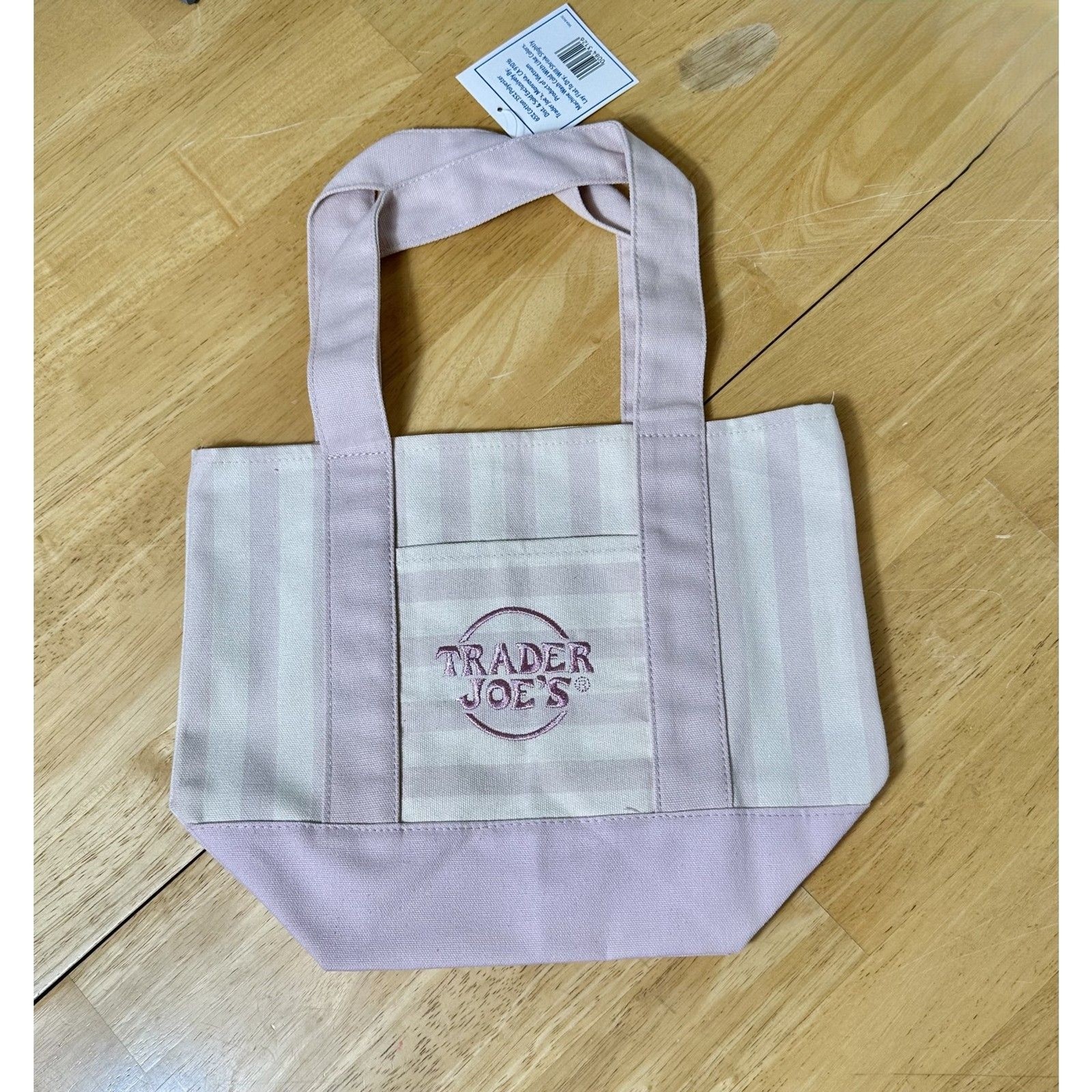Trader Joe’s Pastel Striped Canvas Tote Bag SINGLE NWT Pink 2026 Limited Edition