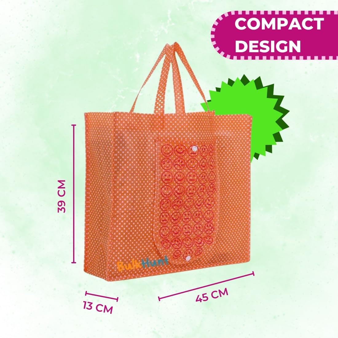 6 PCS Foldable Shopping Bags Combo Reusable Printed With Handle Grocery
