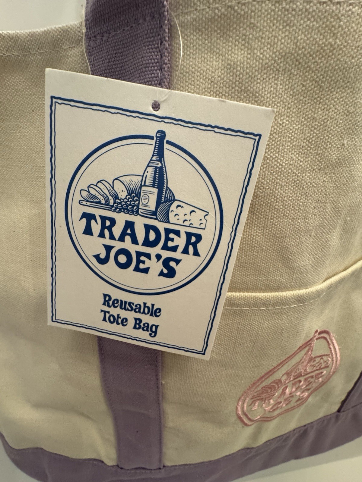 Trader Joe’s Canvas Large Purple Shopping Bag 20″x14′ Tote Lavender Spring NWT