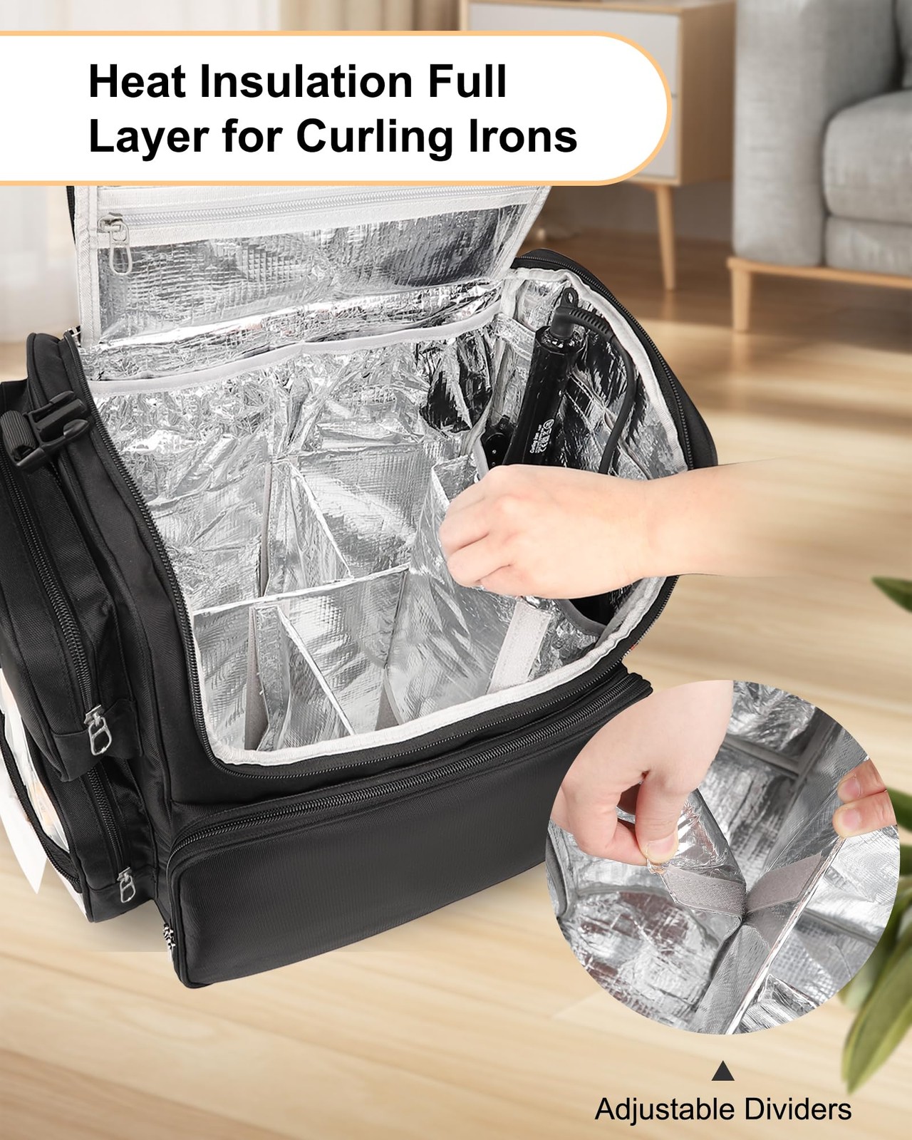 Relavel Hair Tools Travel Bag Stylist Backpack Hairdresser Large, Black