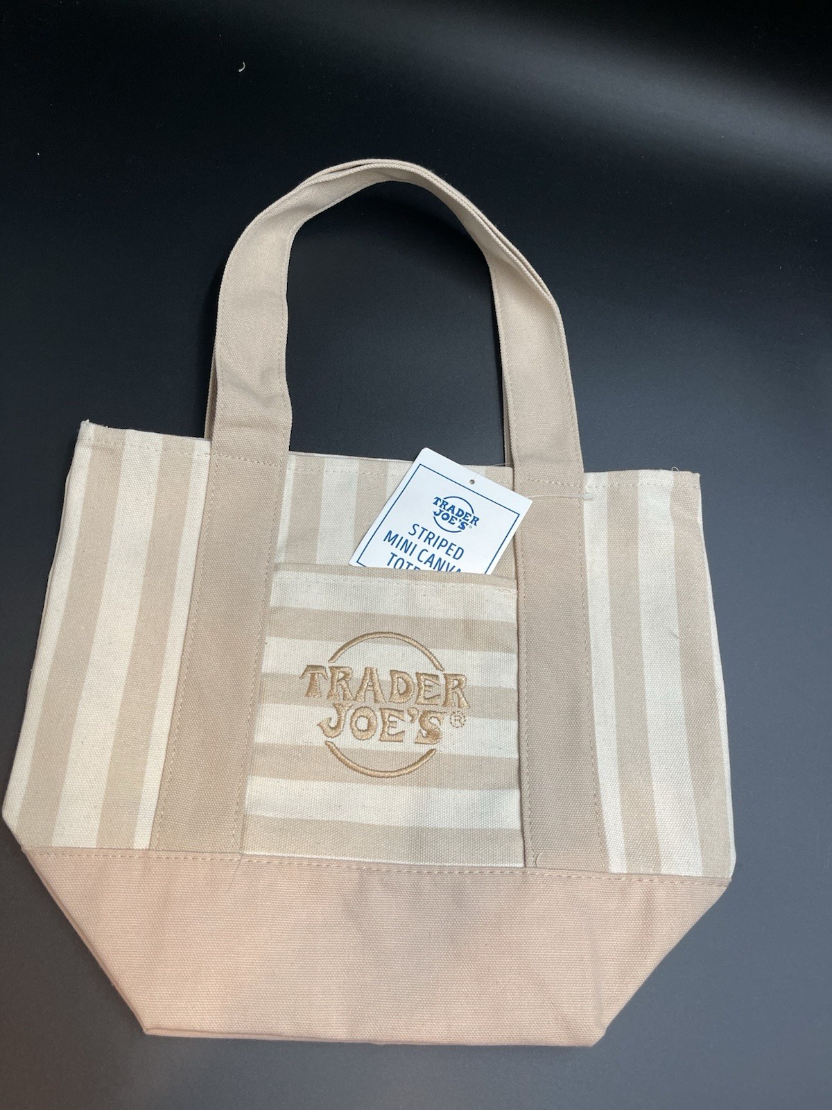 Trader Joe’s Mini Canvas Tote Bag Striped Multicolor 13x10x11 New
