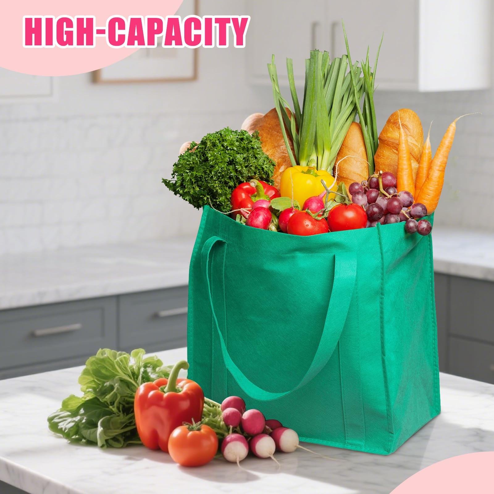 12 Pack Heavy Duty Reusable Grocery Bags – Large Shopping Totes Reinforced Ha…