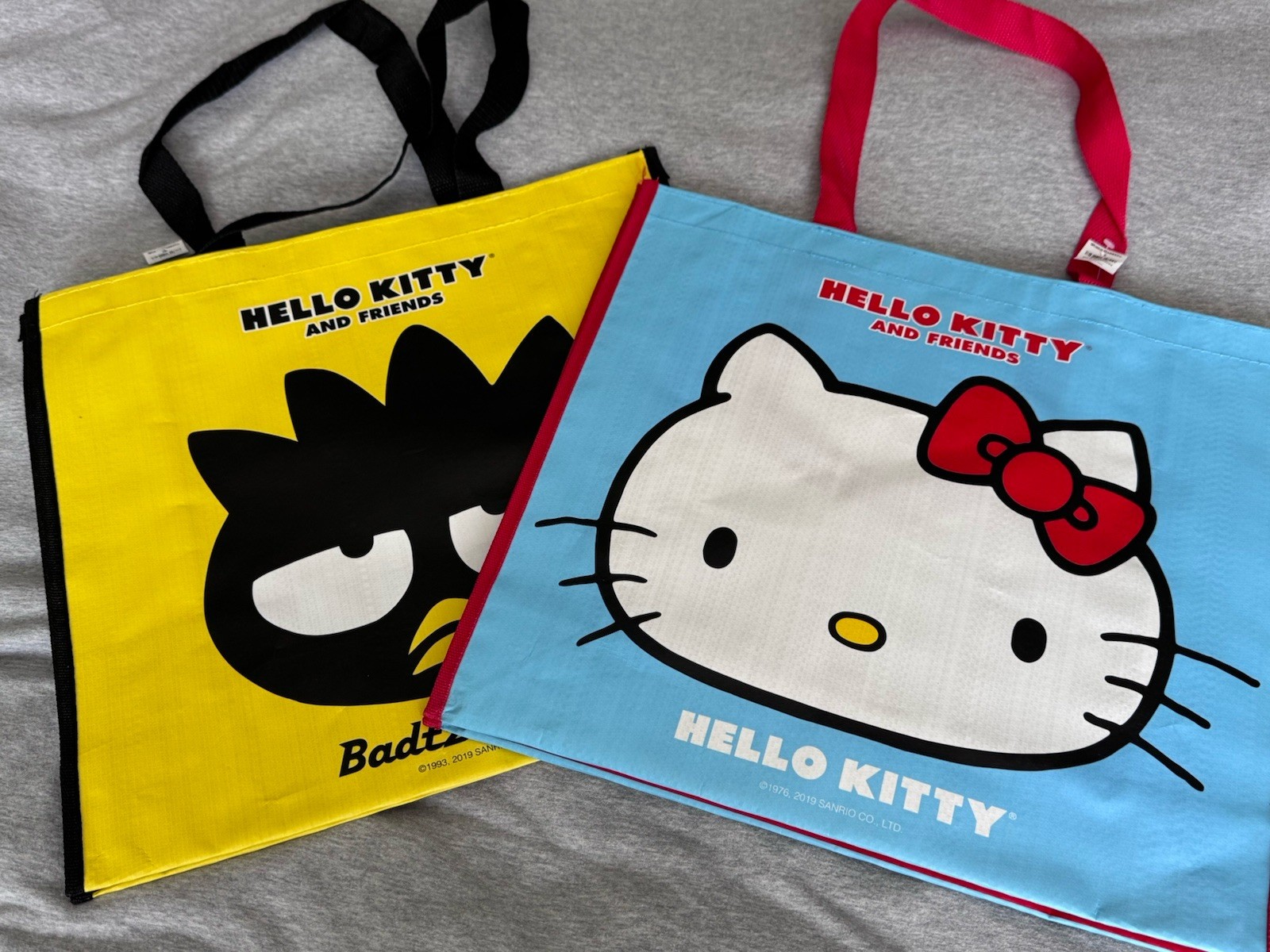 World Market x2 Hello Kitty,Badtz Maru Shopping Bag 2019 15”x16”x5.5” NEW w Tags