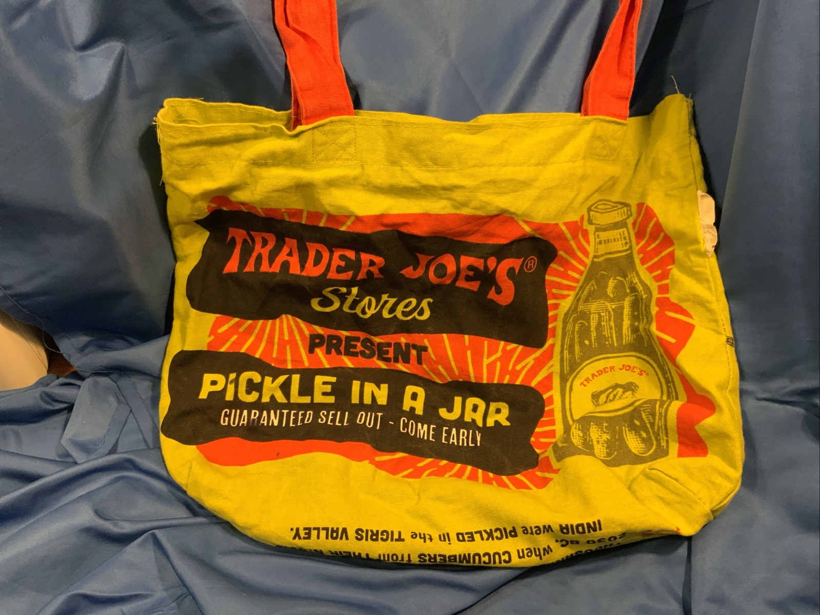 ✨✨Trader Joe’s Reusable Canvas Shopping Bag Pickles Print Grocery Eco Bag