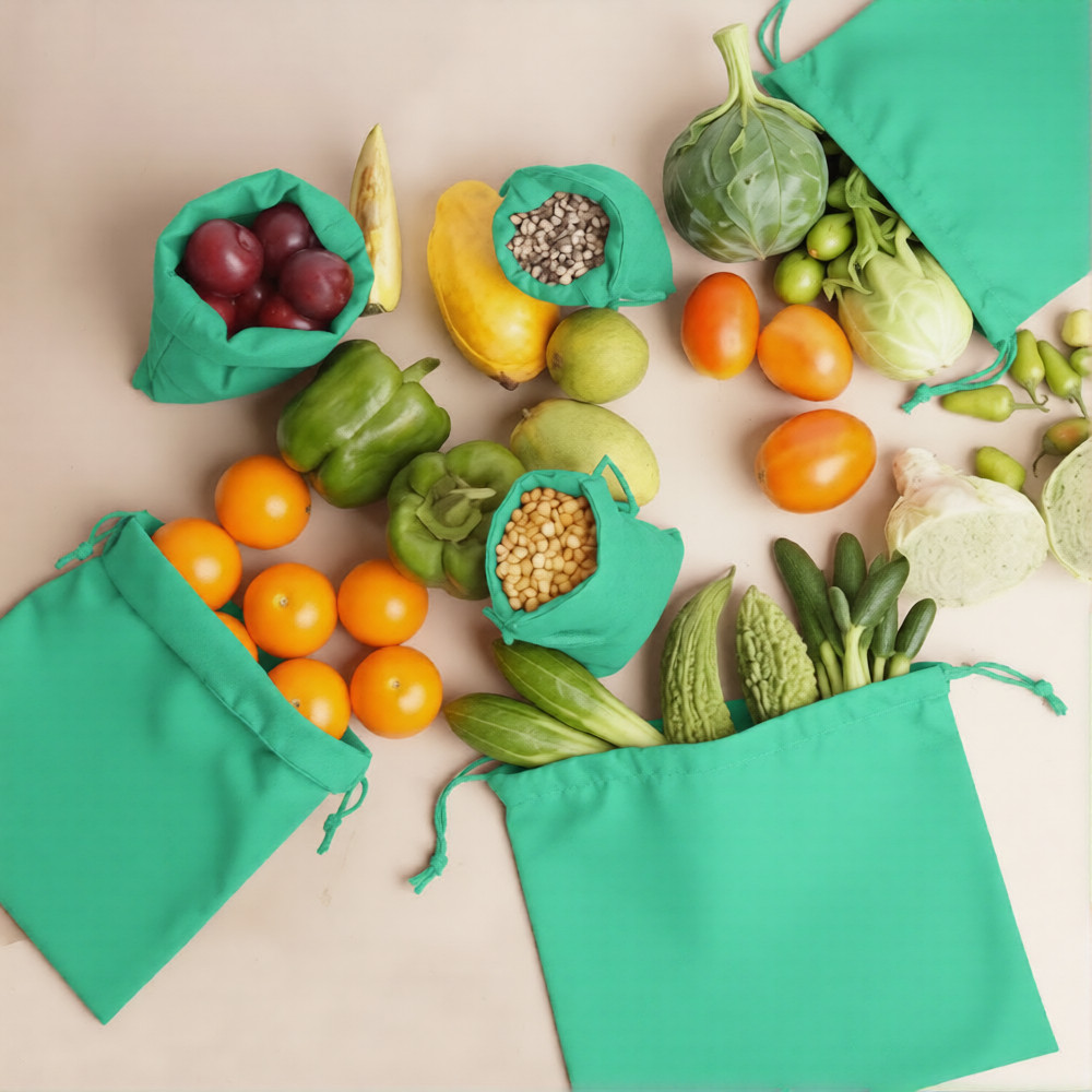 CharkaBags – 10 x 12 Inches Green Single Drawstring Reusable Washable Muslin Bag