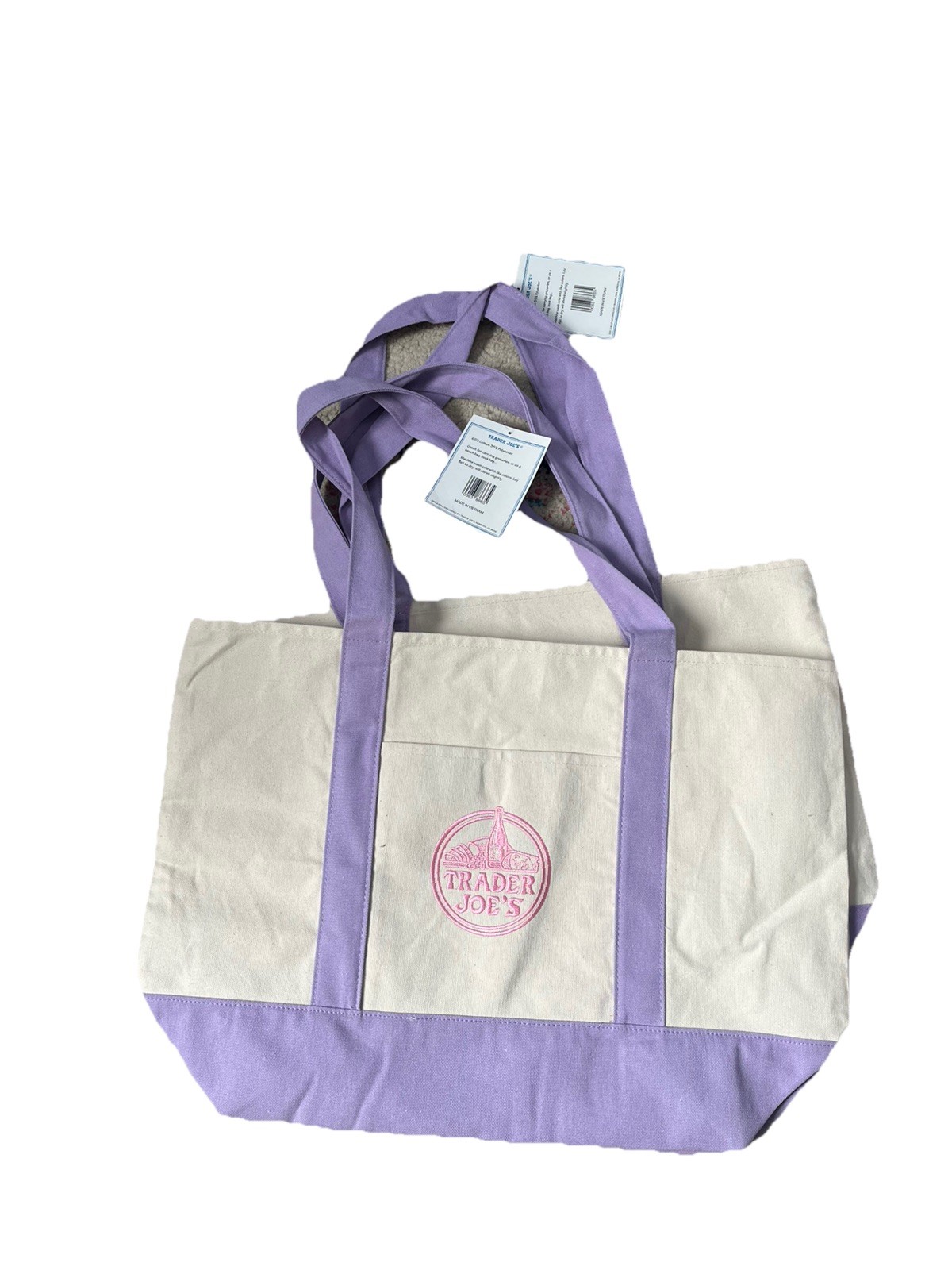 (Set of 2) New LARGE LAVENDER Trader Joe’s Reusable Canvas Tote Bags Purple Shop