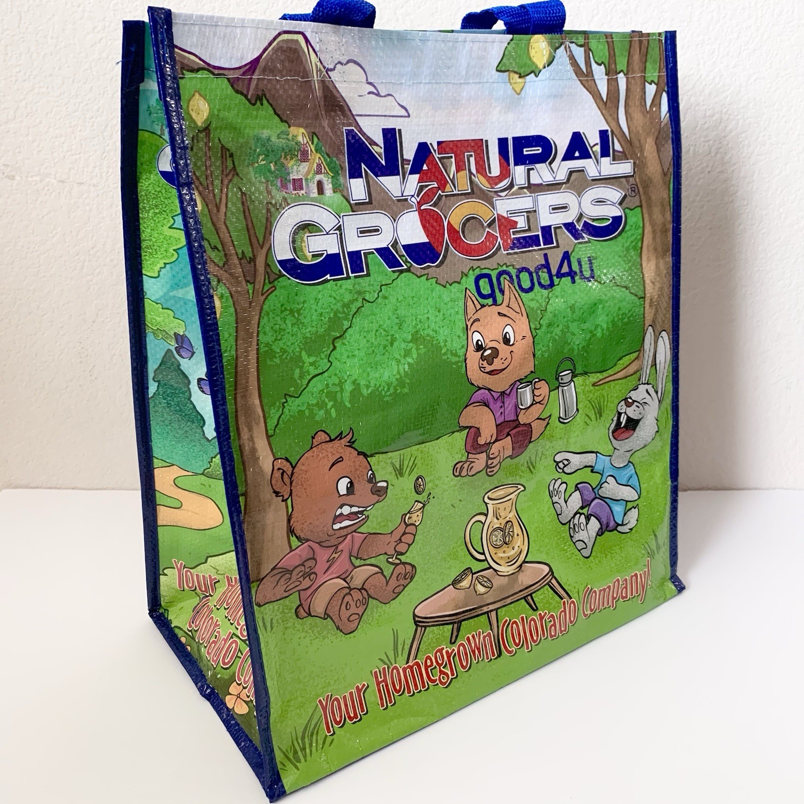 Natural Grocers 4 seasons graphic Reusable Tote Heavy Duty Holds 50 lbs colorado