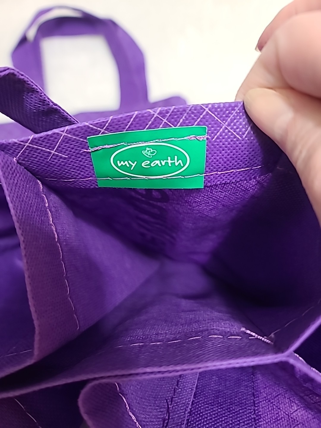 LOT OF 2 Purple MY EARTH Brand Wine Shopping Bags; Holds 6 Bottles