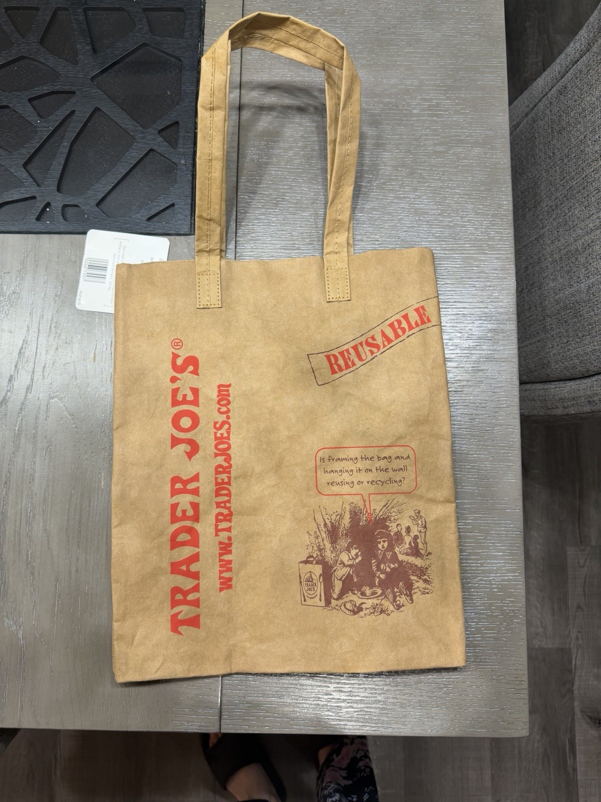 Trader Joe’s Reusable Brown Paper Shopping Bag Medium Grocery Tote 14x12x6 in