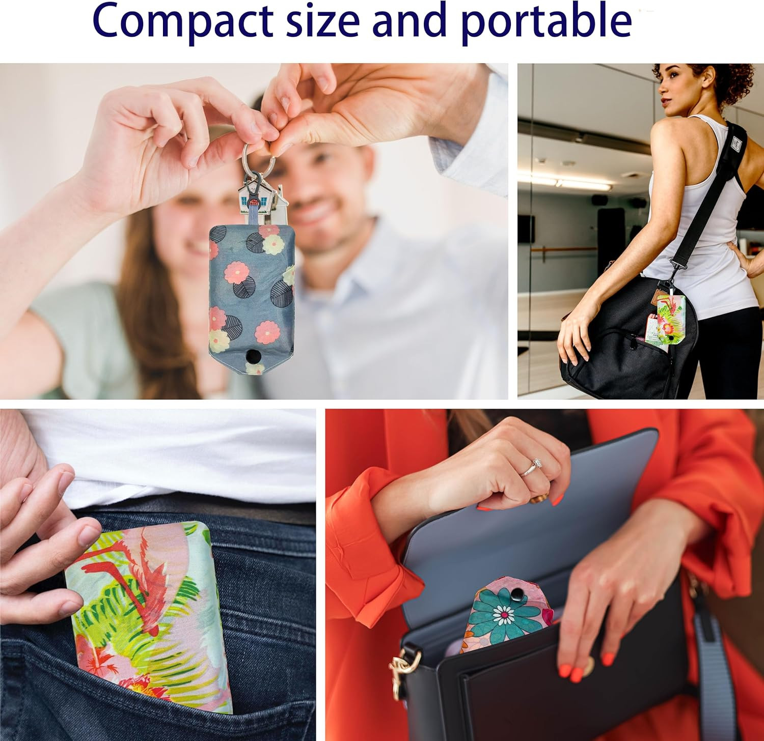 6 Pcs Reusable Shopping Bags, Foldable Grocery Bags in Pocket, Eco-friendly Trav