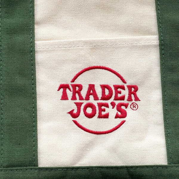Trader Joe’s Mini Tote Bag Canvas 13×10.5×6.5″ Green/White off new no tag