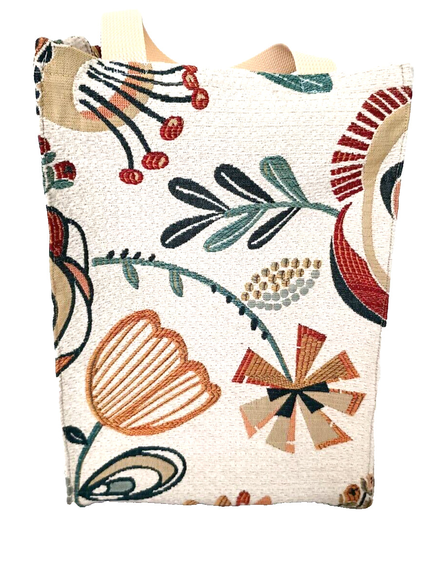 New Custom Reusable Shopping/ Tote Bag Washable Cloth Floral Unlined 12″ x 15″