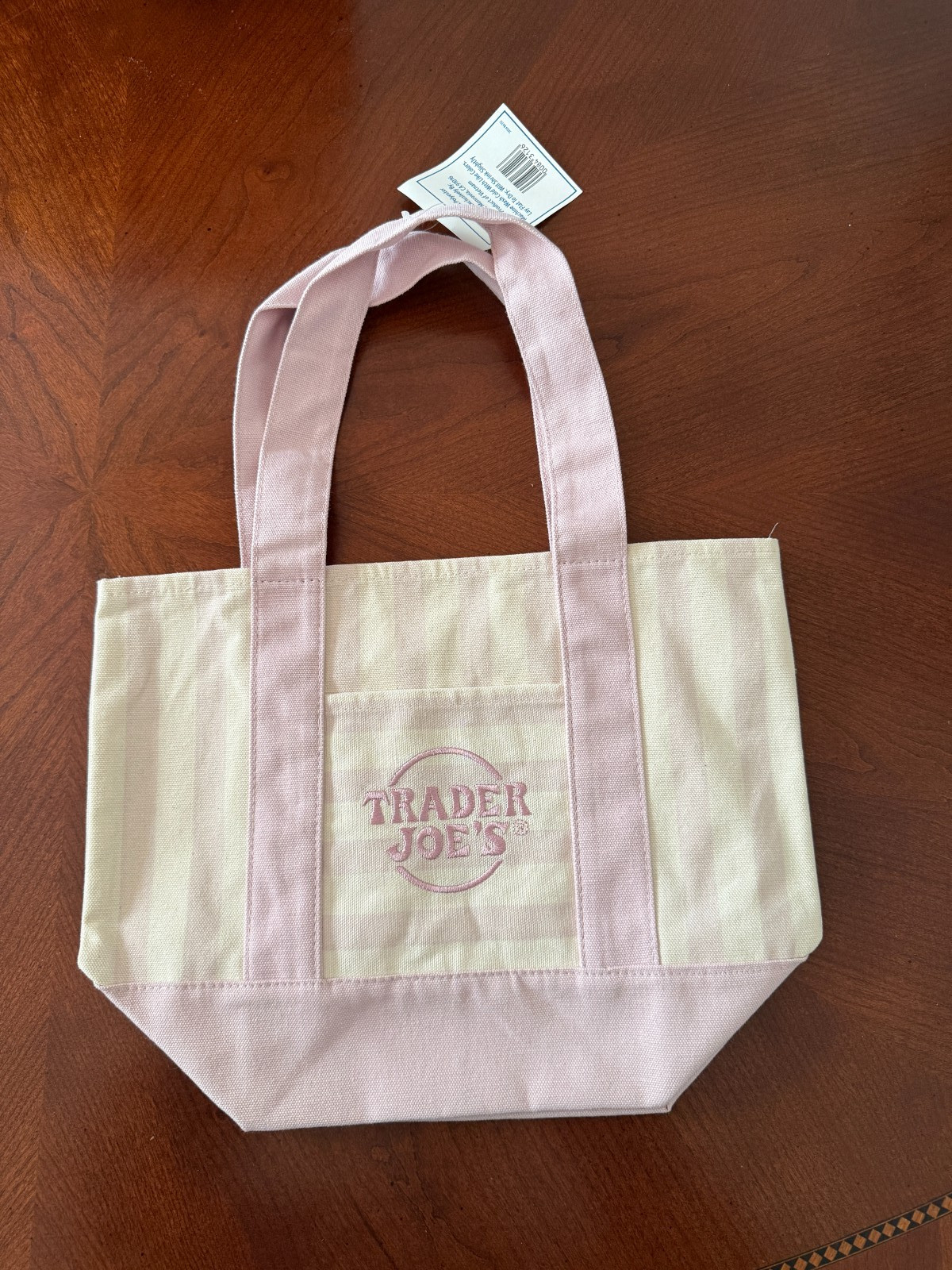Trader Joe’s Mini Canvas Striped Tote Bag Set Of 4 Pink Blue Green Tan New