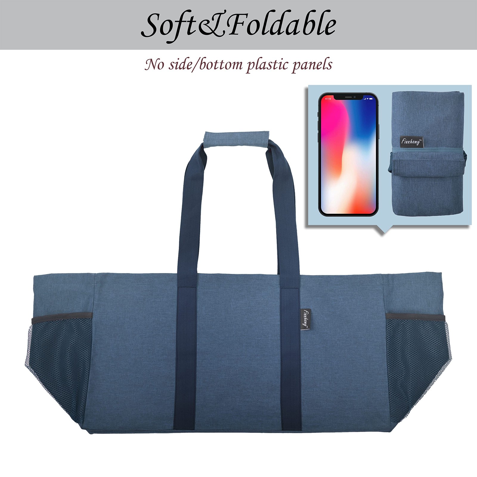 42L Extra Large Utility Tote Bag, Solid Oxford Fabric Storage Bag with Handle…