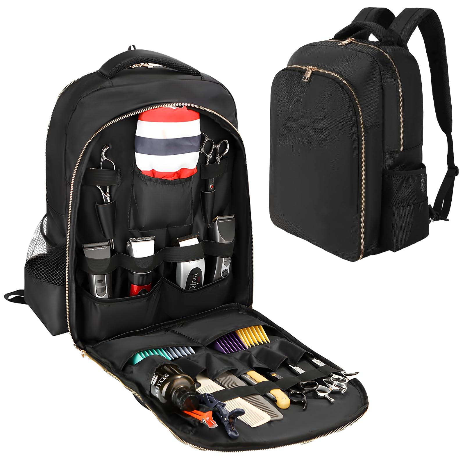 AIHOPESTO Barber Travel Backpack (Black, 17.7 x 17.7″ x 12.6″x 7.5″, Black