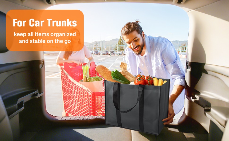 Reusable Grocery Bags with Handles – 3 Pack, 35L Large Shopping Bags for