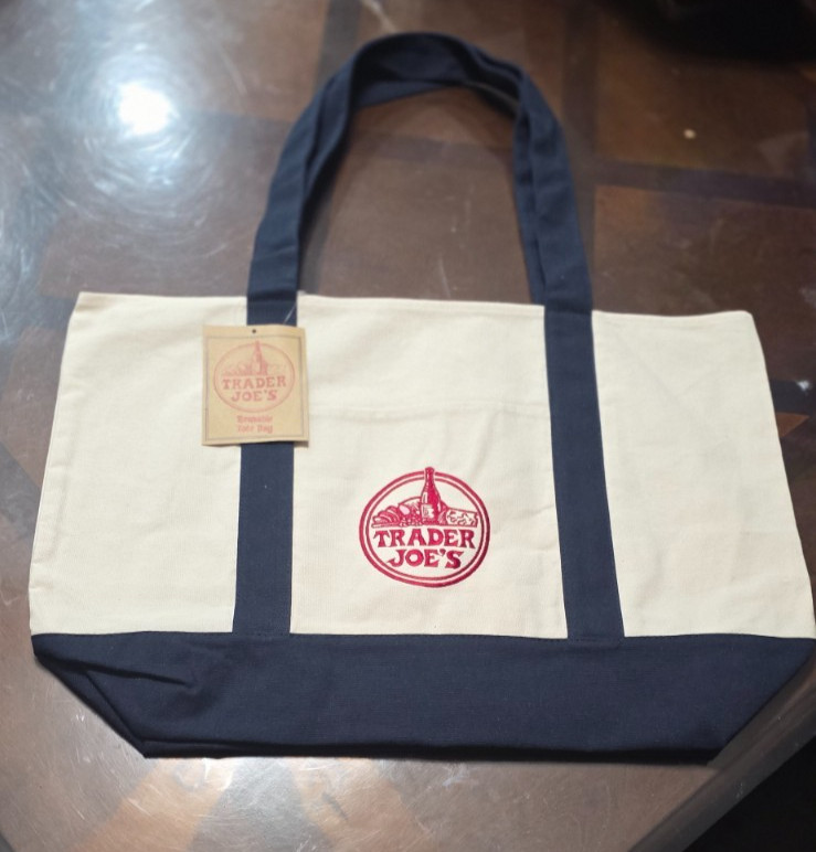 Authentic Trader Joe’s Large Blue Tote – Reusable Shopping Bag