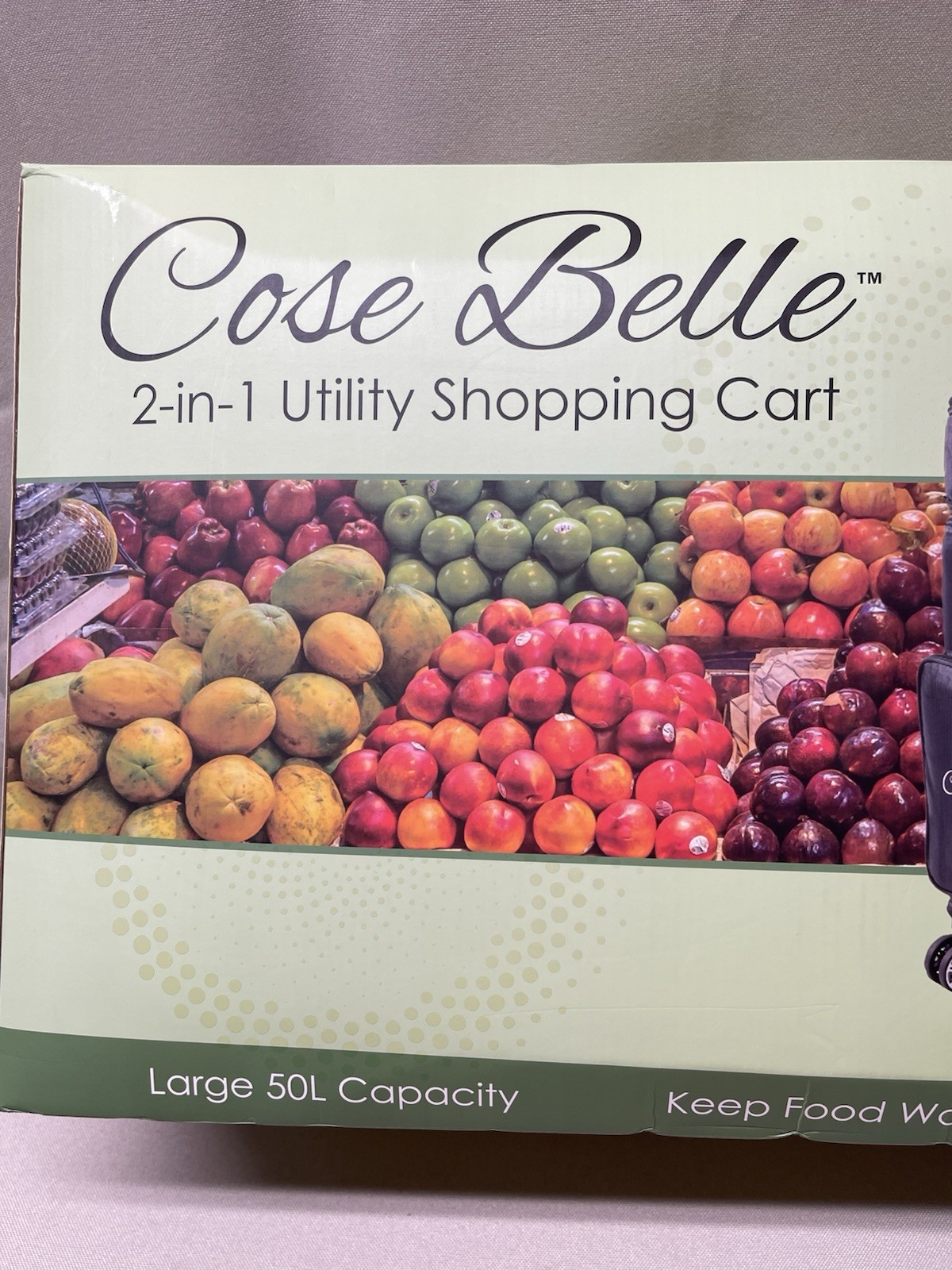 Cose Belle 2-in-1 Utility Shopping Cart 50L Black Folds Flat Water Repellent