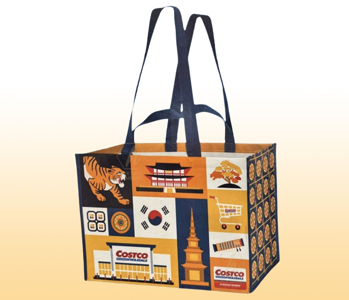 Costco Wholesale Korea Reusable Shopping Bag Traditional Pattern Design