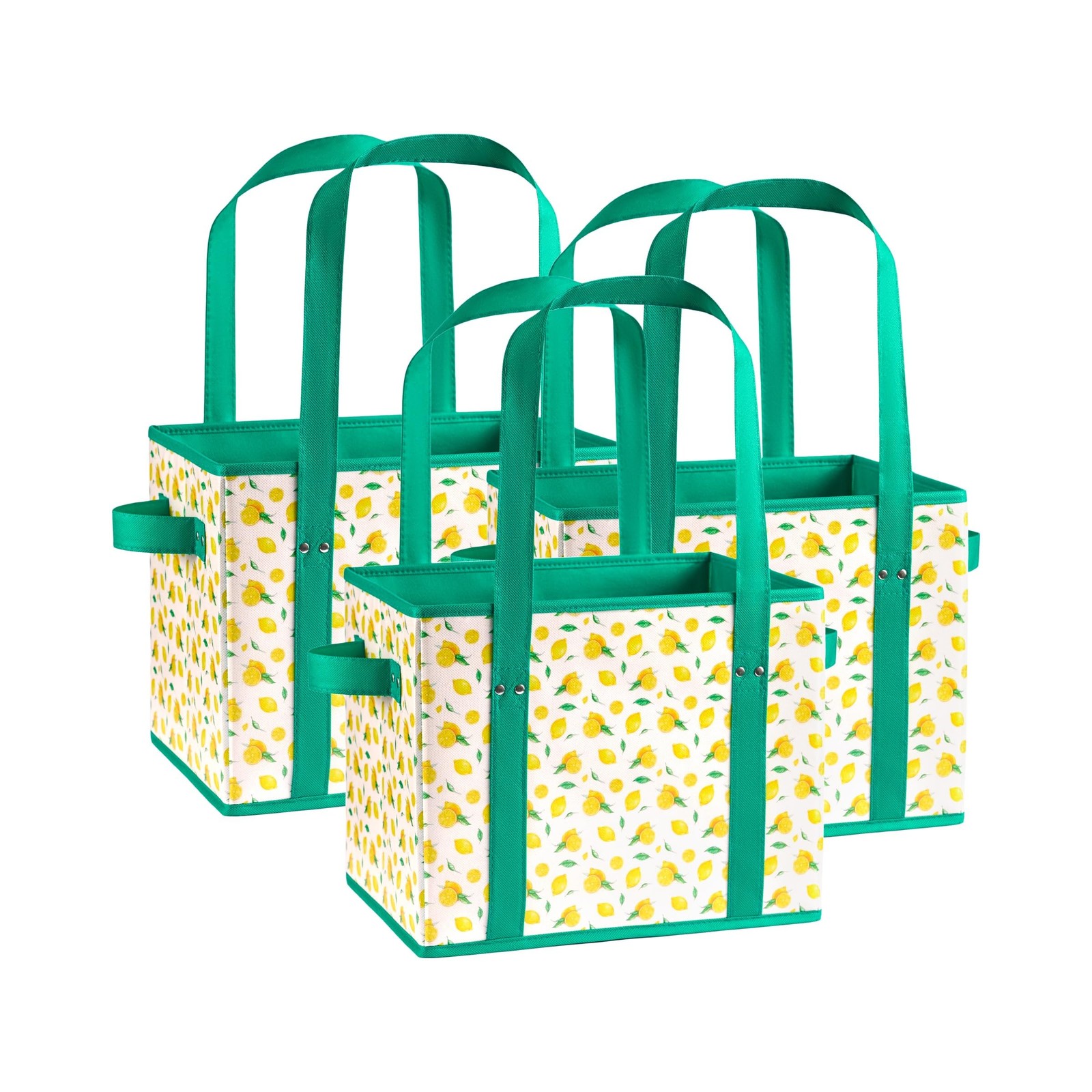 3PK Reusable Grocery Bags Heavy Duty Shopping Tote W/Long Handles Foldable & …