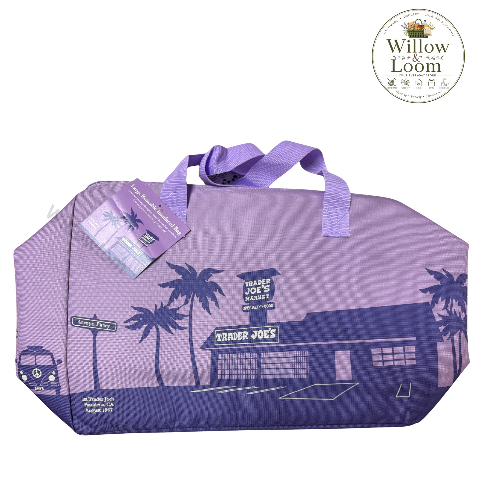 Trader Joe’s Large Insulated Tote 8 Gallon Reusable Bag NWT Purple Fast Shipping
