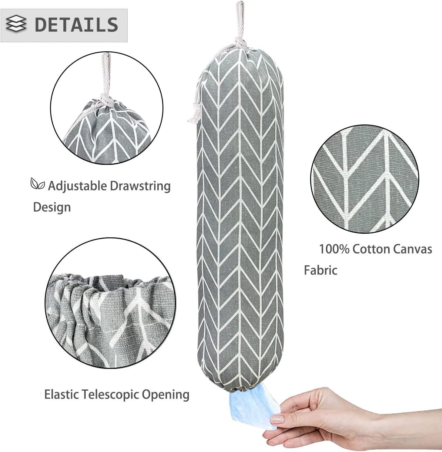 Stylish Adjustable Plastic Bag Holder for Home & Kitchen – Washable, 22×9 Inches