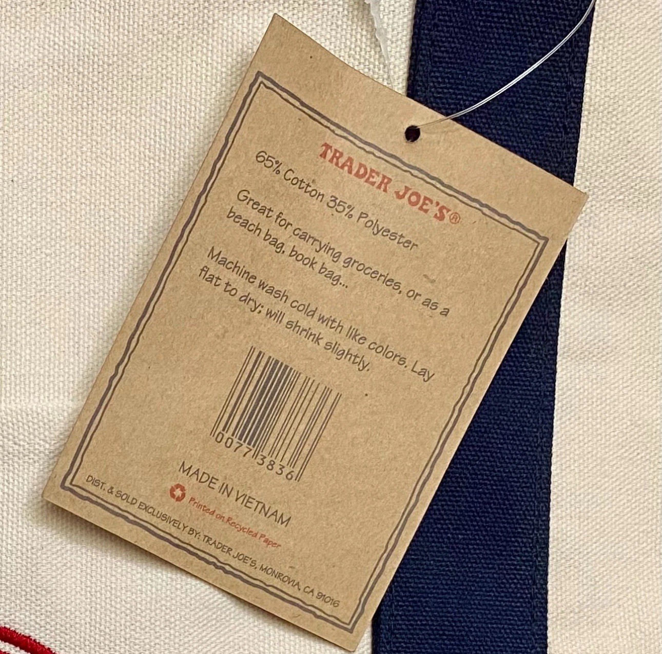 Trader Joe’s Canvas Tote Shopping Bag -LARGE CLASSIC NAVY+10 ITEMS+FREE SHIPPING