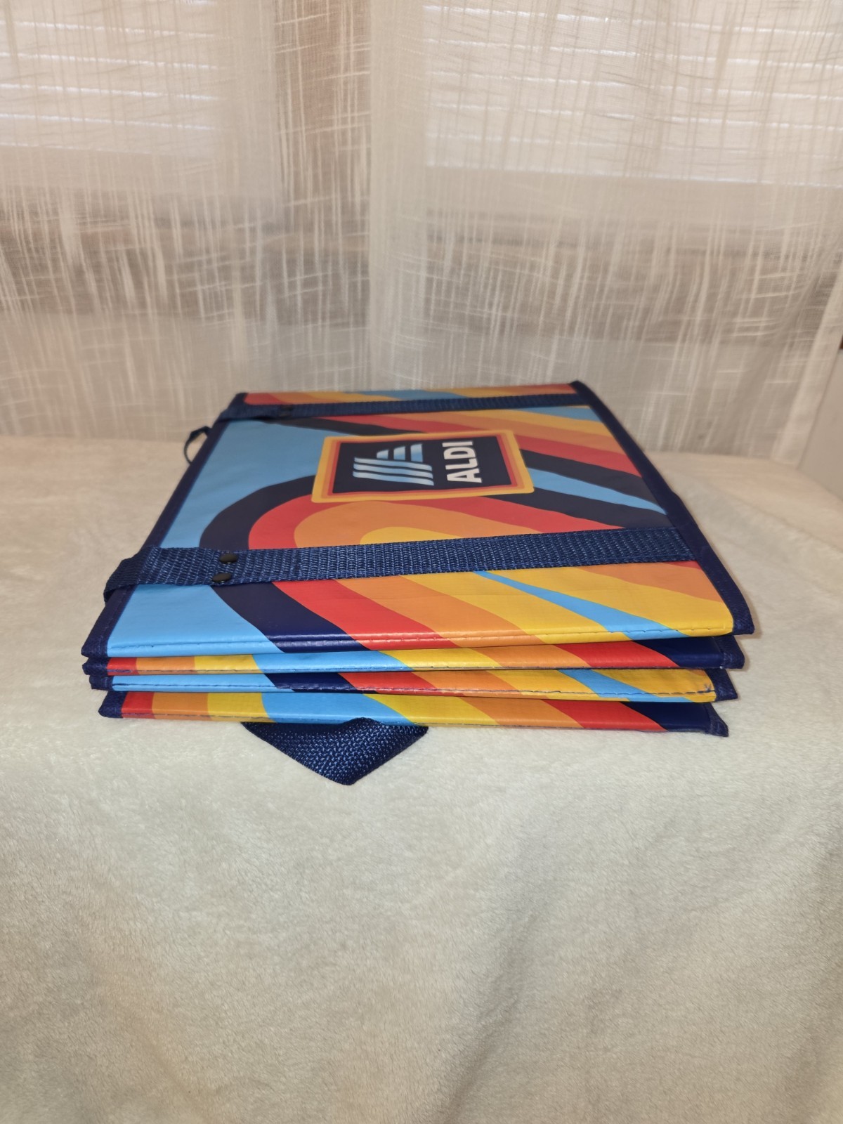 ALDI 2 Collapsible Box Bags 14x10x11 Blue Navy Rainbow