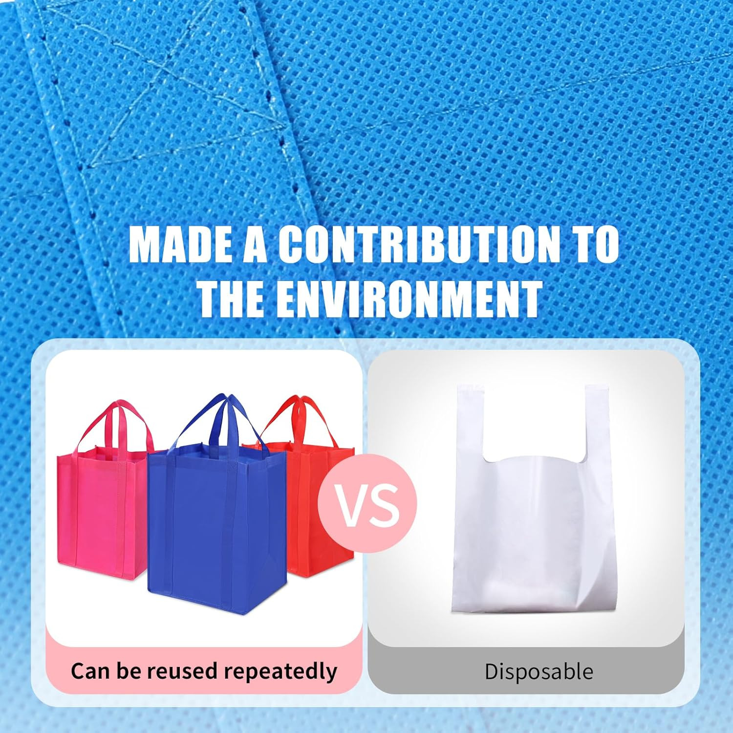 12 Pack Heavy Duty Reusable Grocery Bags – Large Shopping Totes Reinforced Handl