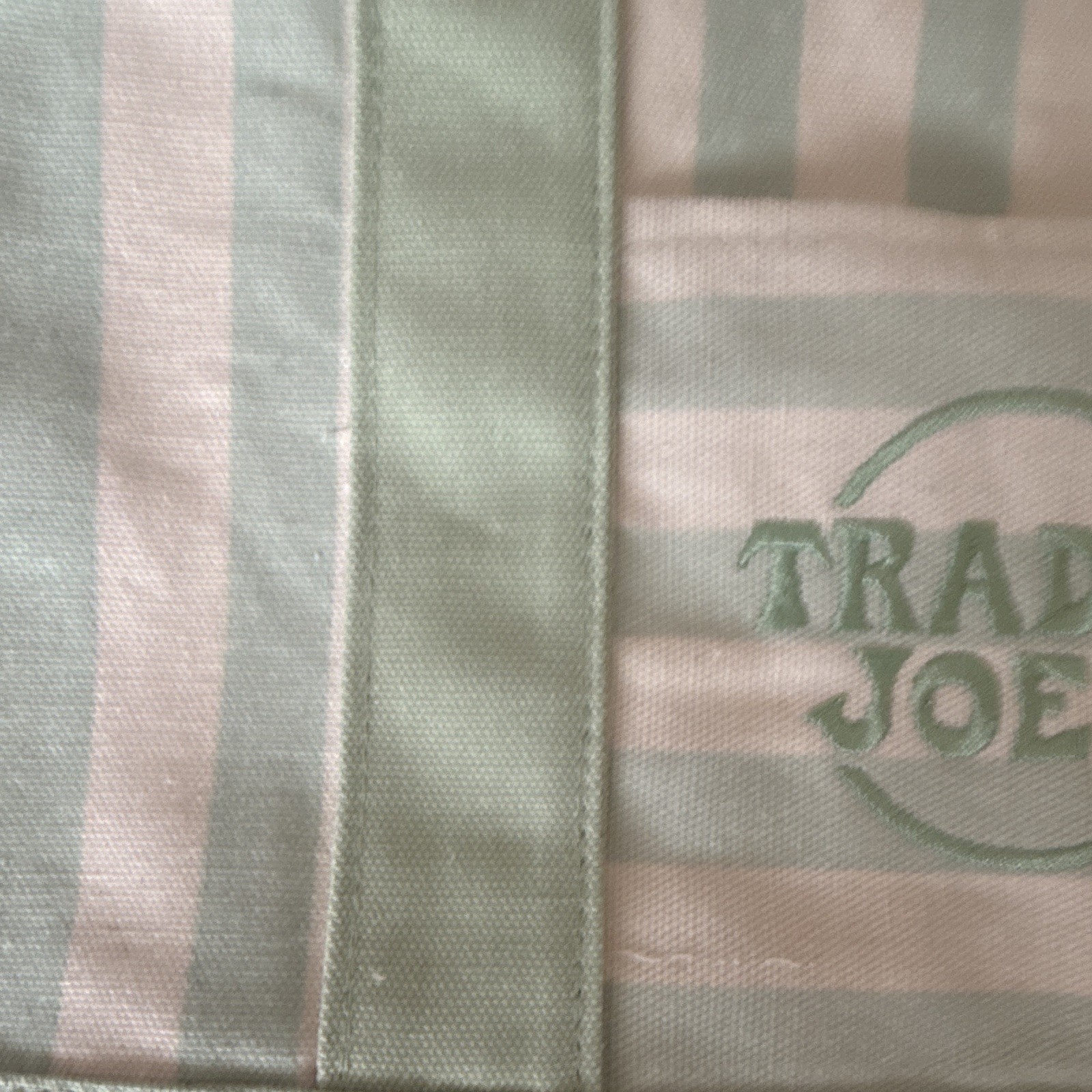 Trader Joe’s Green & White Striped Canvas Tote Bag Authentic New
