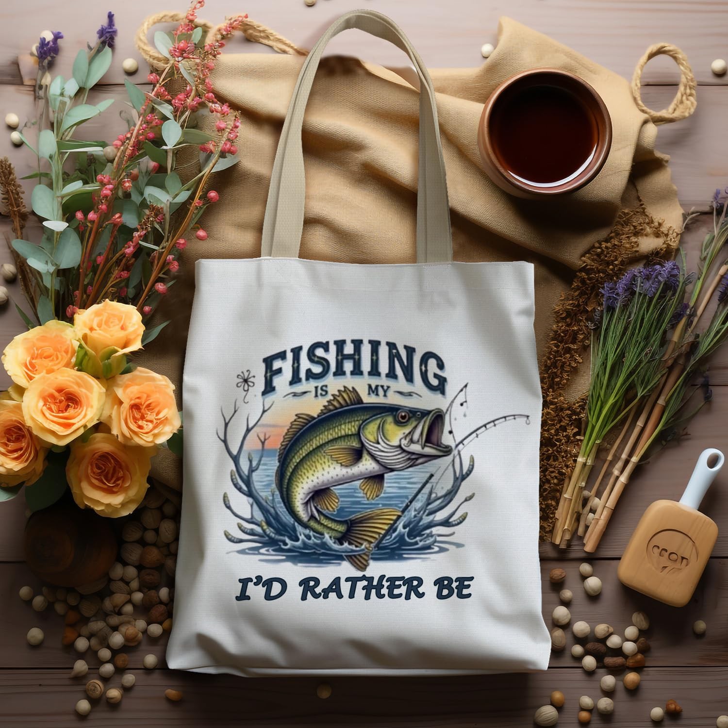 Fishing Camping Tote Bag, I’D Rather Be Fishing Bag, Fisherman Gifts, Funny F…