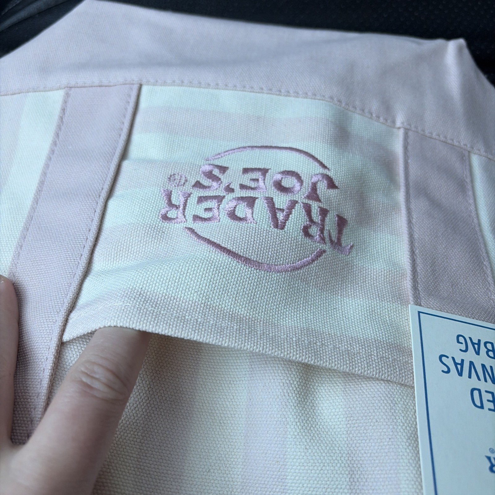 TRADER JOE’S MINI PASTEL STRIPE CANVAS TOTE BAGS SET Of 4 PINK BLUE GREEN BEIGE