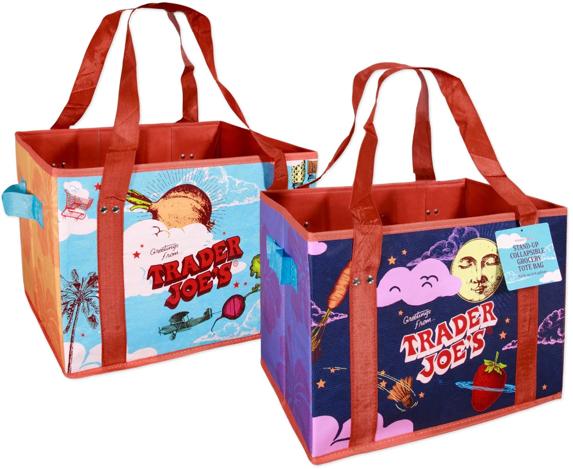 2PACK Trader Joe’s Limited Edition Stand-Up Collapsable Grocery Tote Bag