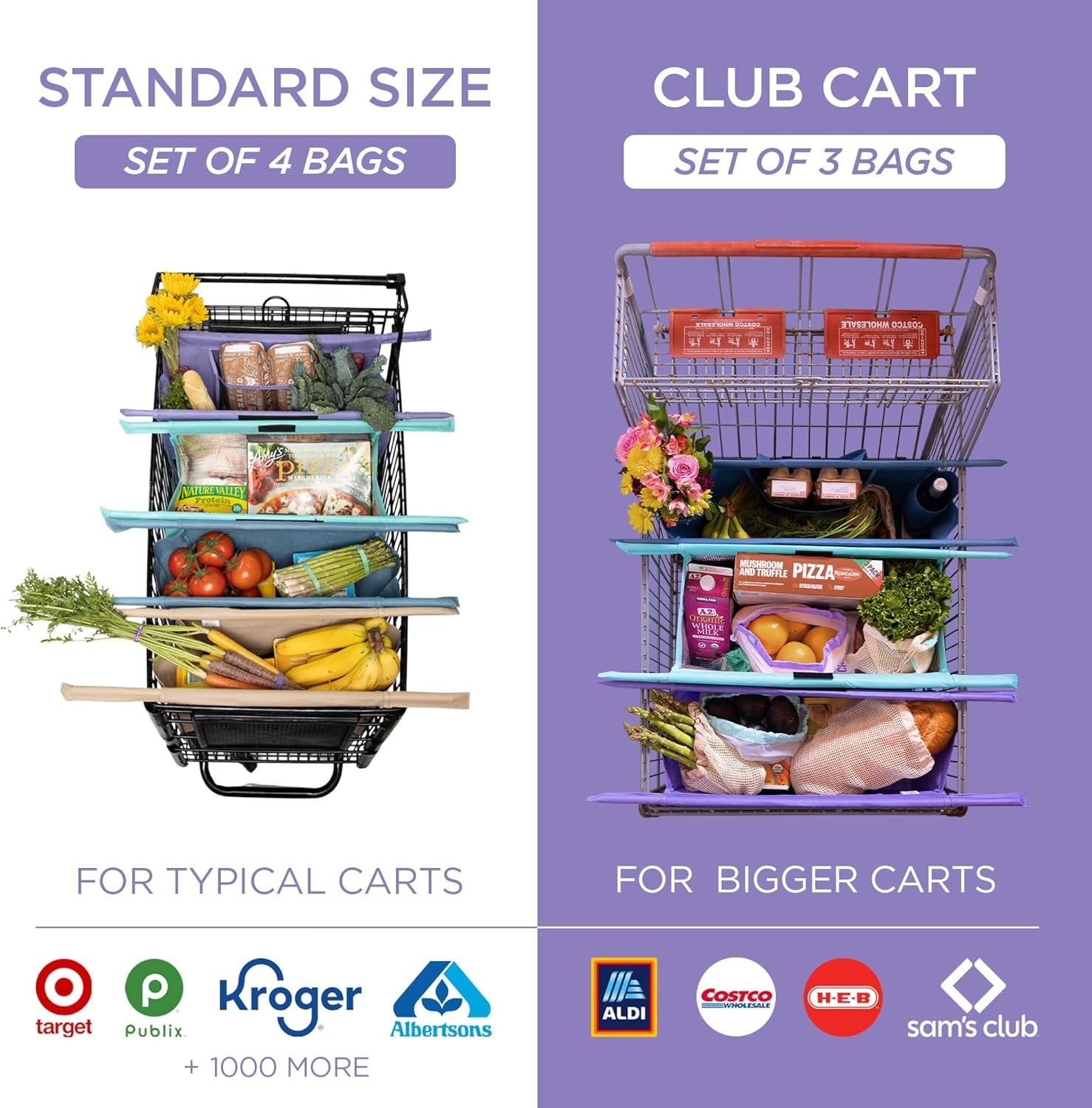 Lotus 4-Pack Trolley Bags: Insulated, Detachable & Eco-Friendly Grocery Totes