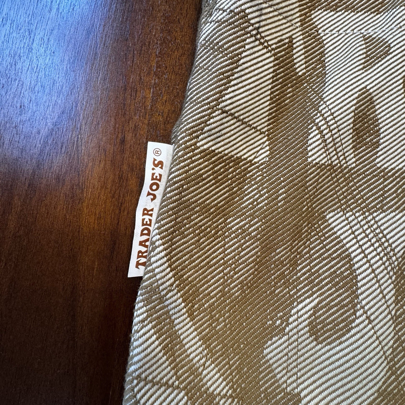 Trader Joes Reusable Shopping Tote Bag Cloth Tan & Natural Compass Logo USA