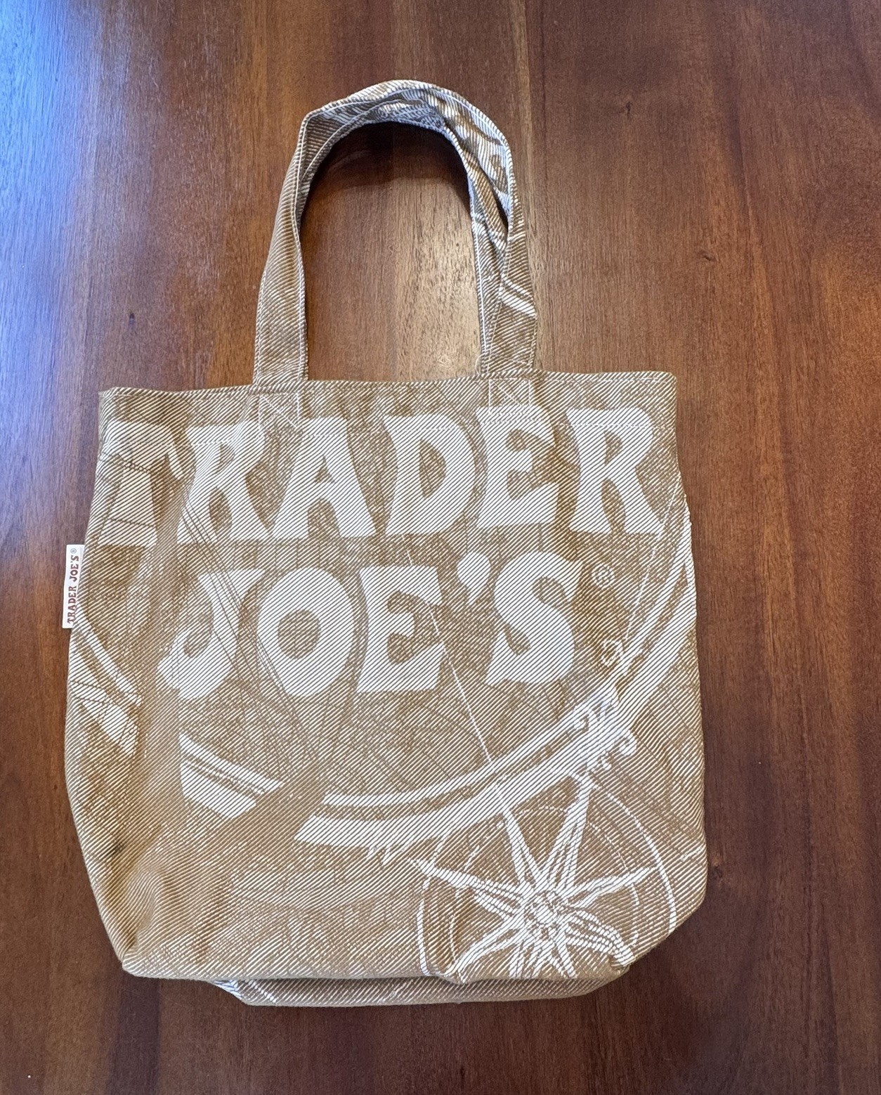 Trader Joes Reusable Shopping Tote Bag Cloth Tan & Natural Compass Logo USA