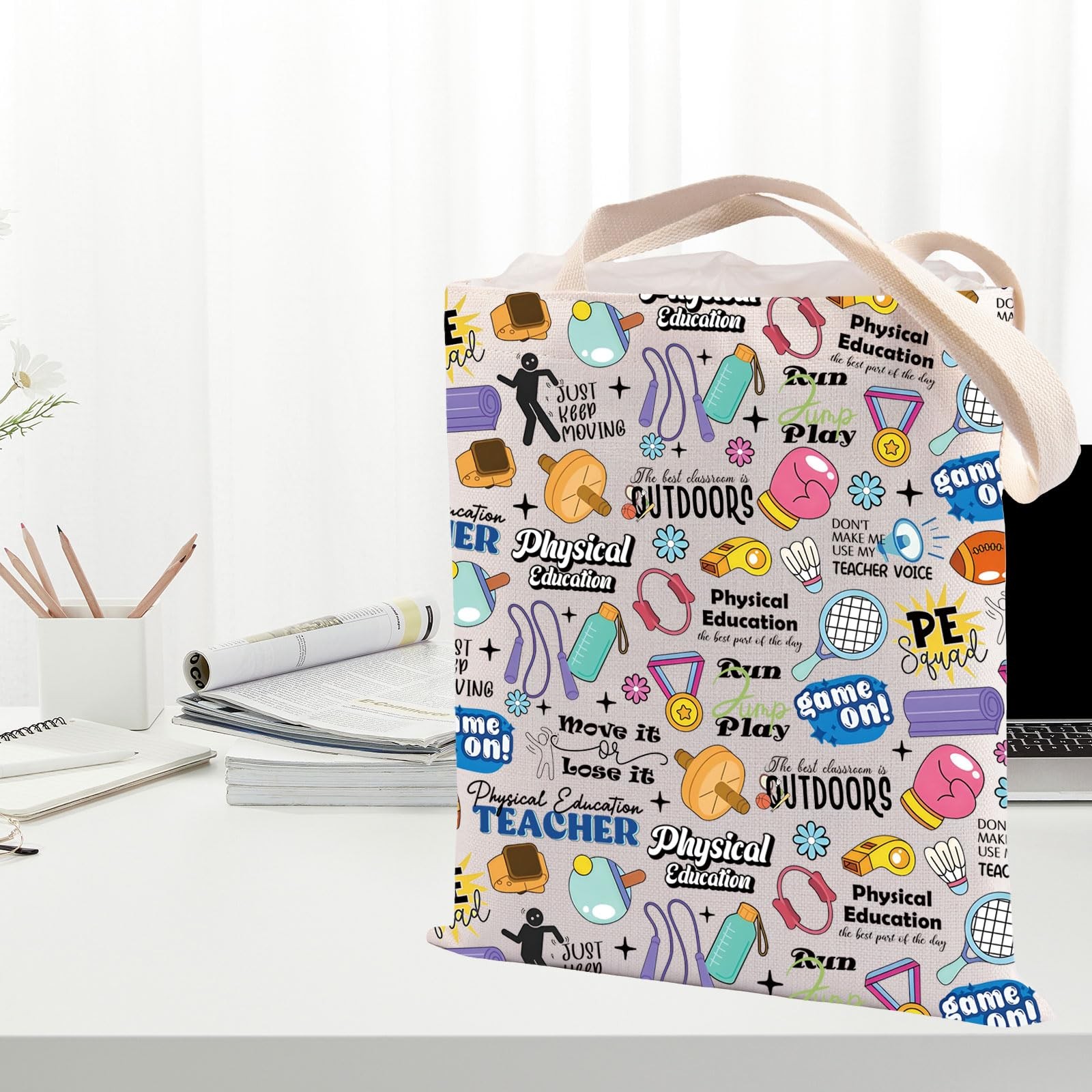Healthy Active Tote Bag Physical Education Teacher Shopping Bag Fitness Speci…