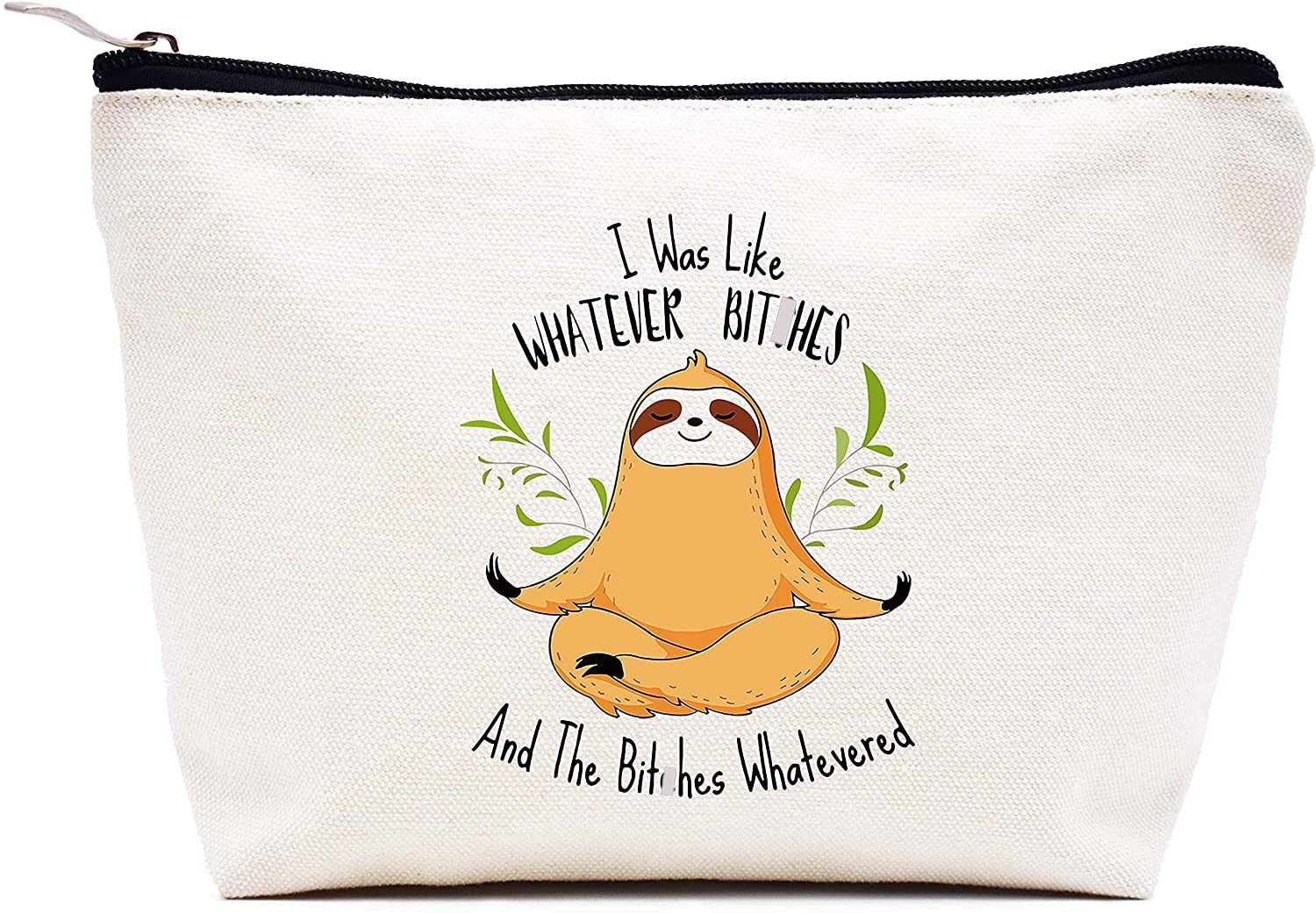 Sloth Cosmetic Bag Gifts-Sloth Makeup 9.8 ″ W x 7″ H x 2.7″ Bottom, Beige