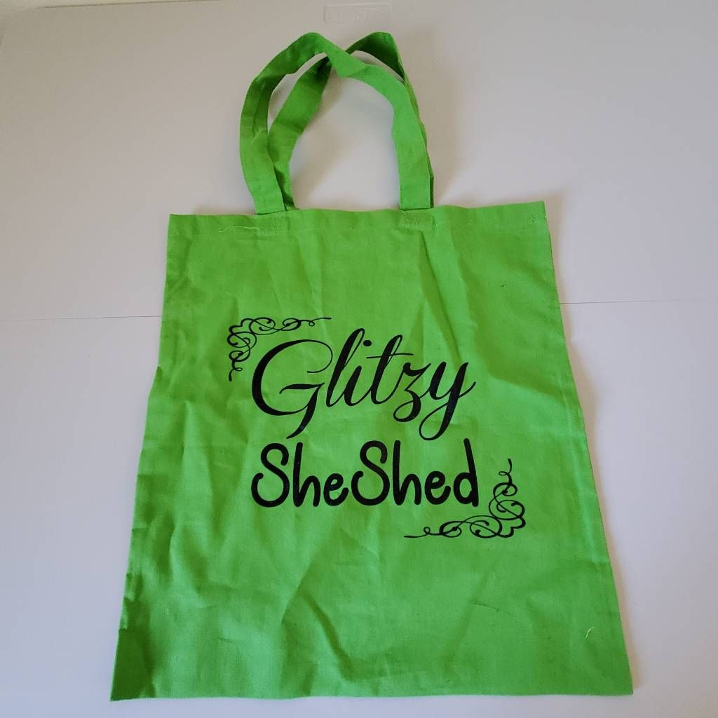 Glitsy SheShed Reusable Shopping Bag Lime Green Foldable Tote 16 x14 In